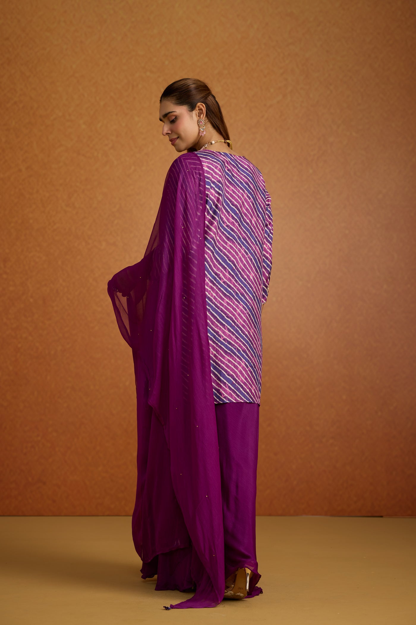 Noble Purple Embellished Crepe Silk Palazzo Set
