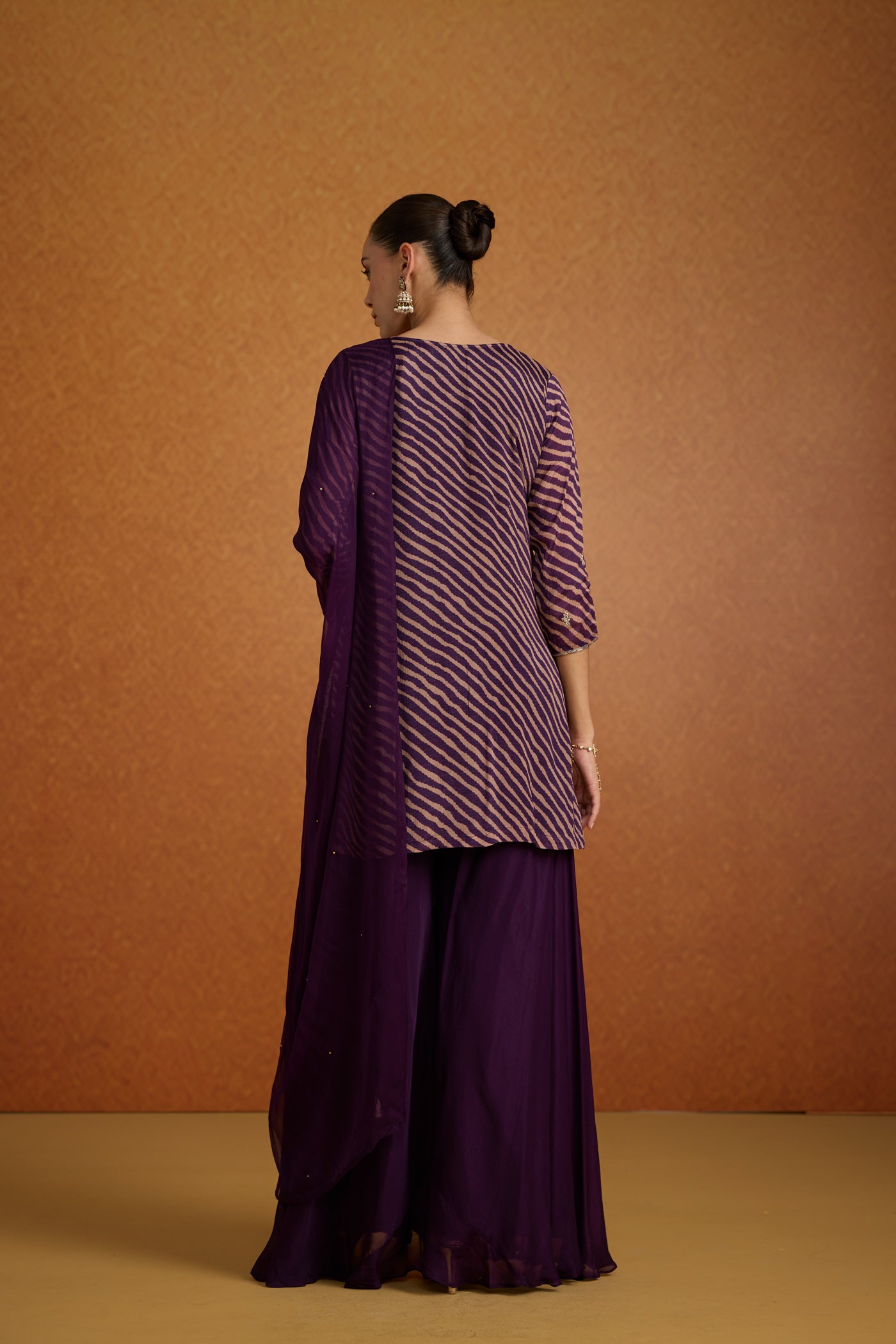 Majestic Purple Embellished Crepe Silk Palazzo Set