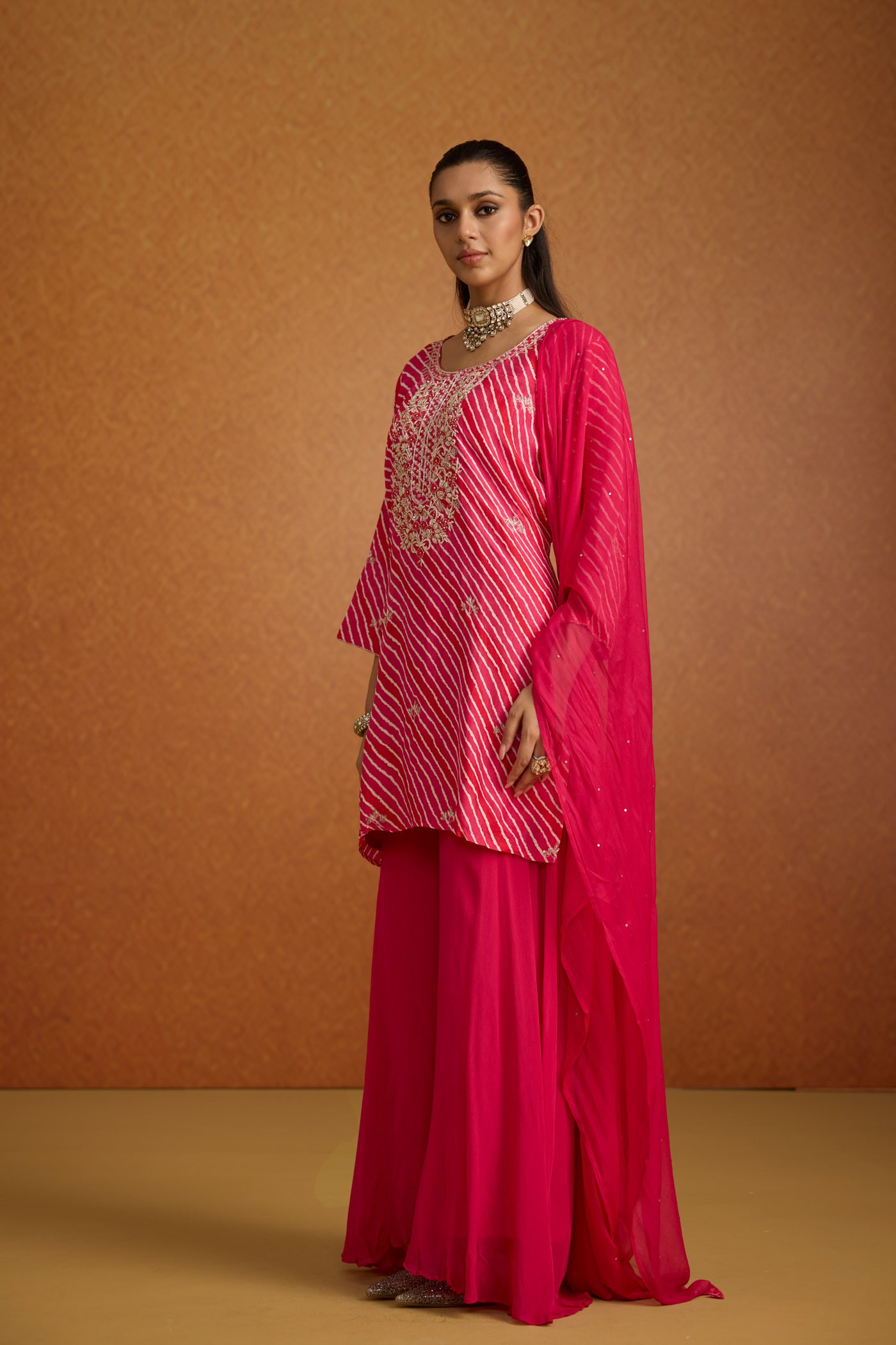 Rani Pink Embellished Crepe Silk Palazzo Set