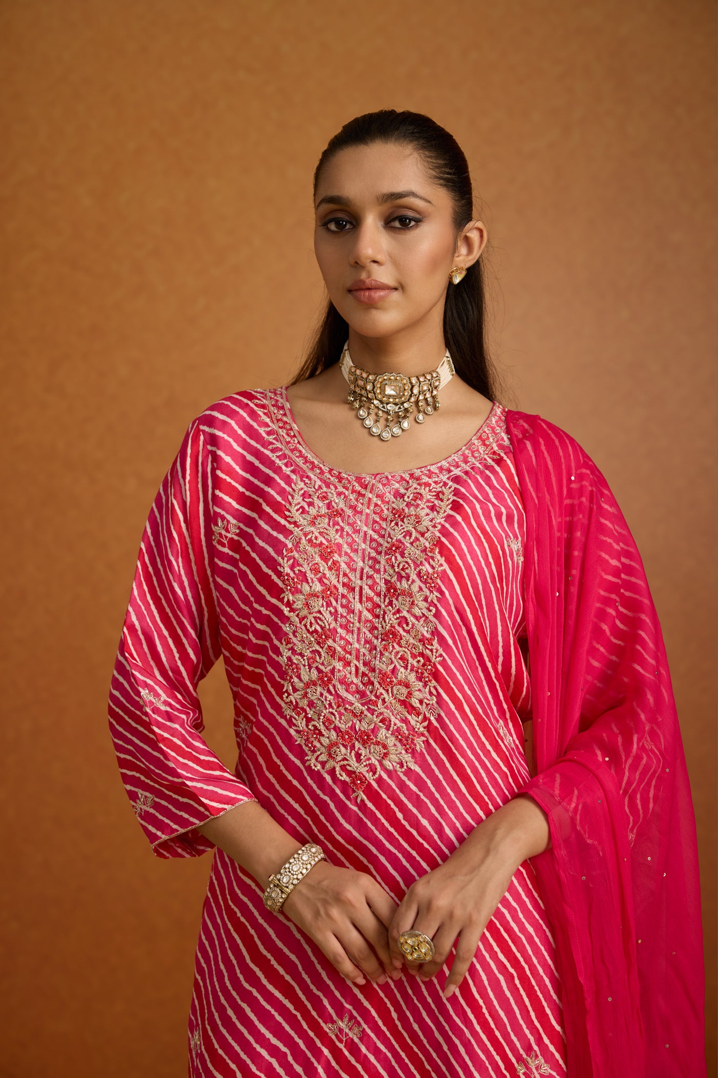 Rani Pink Embellished Crepe Silk Palazzo Set