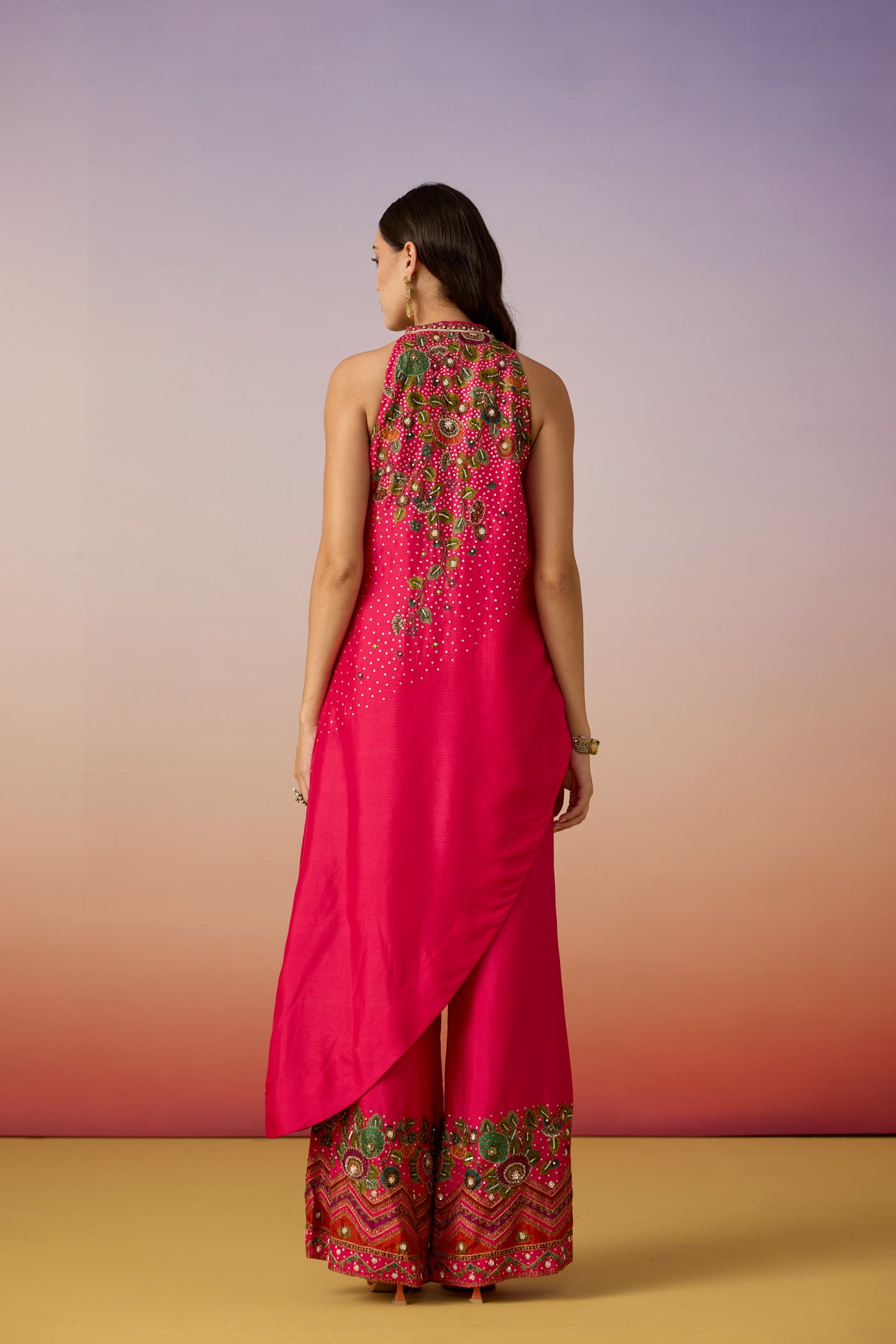 Rose Pink Embellished Premium Silk Kurta Set