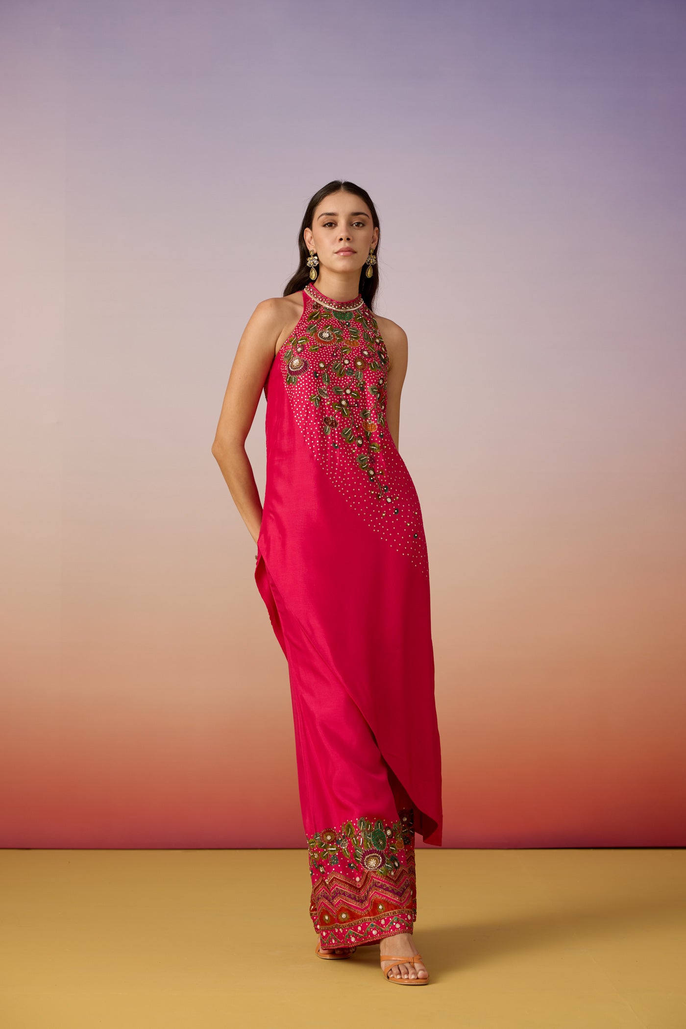 Rose Pink Embellished Premium Silk Kurta Set