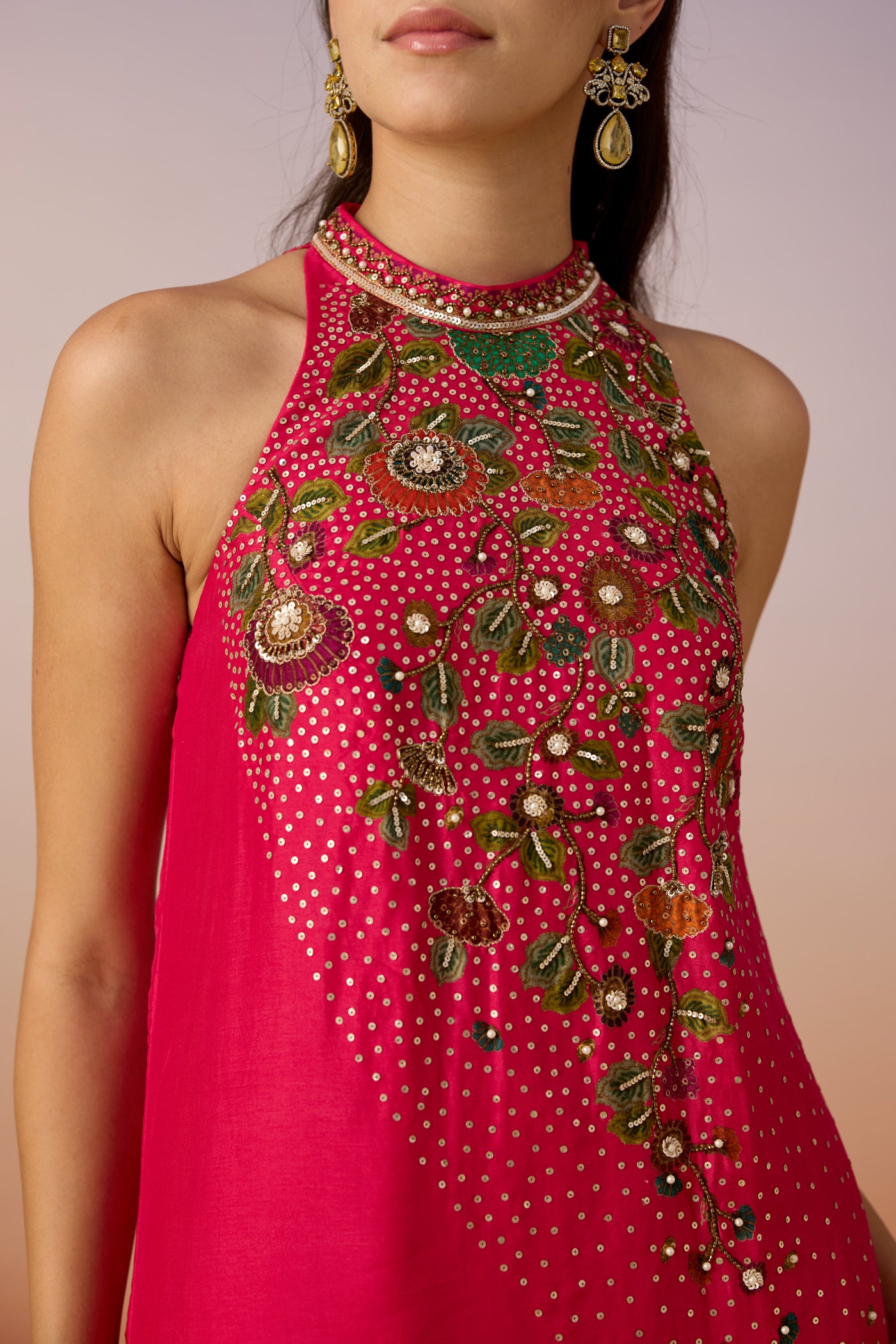 Rose Pink Embellished Premium Silk Kurta Set