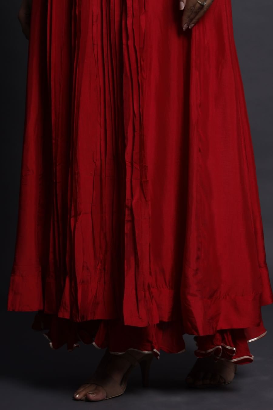 Modal Silk Red Ankle Length Dress