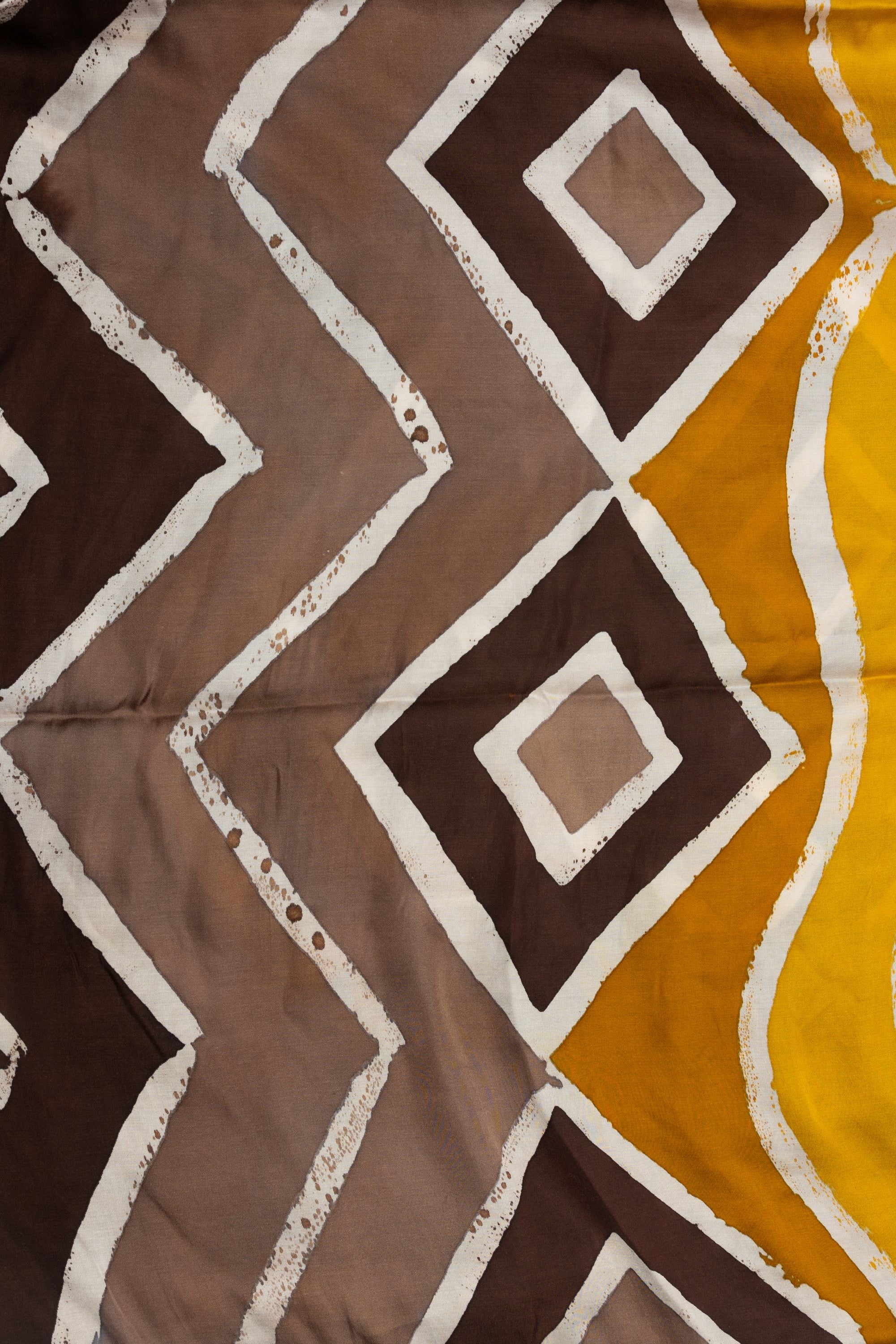 Yellow Hand Block Printed Satin Silk Saree