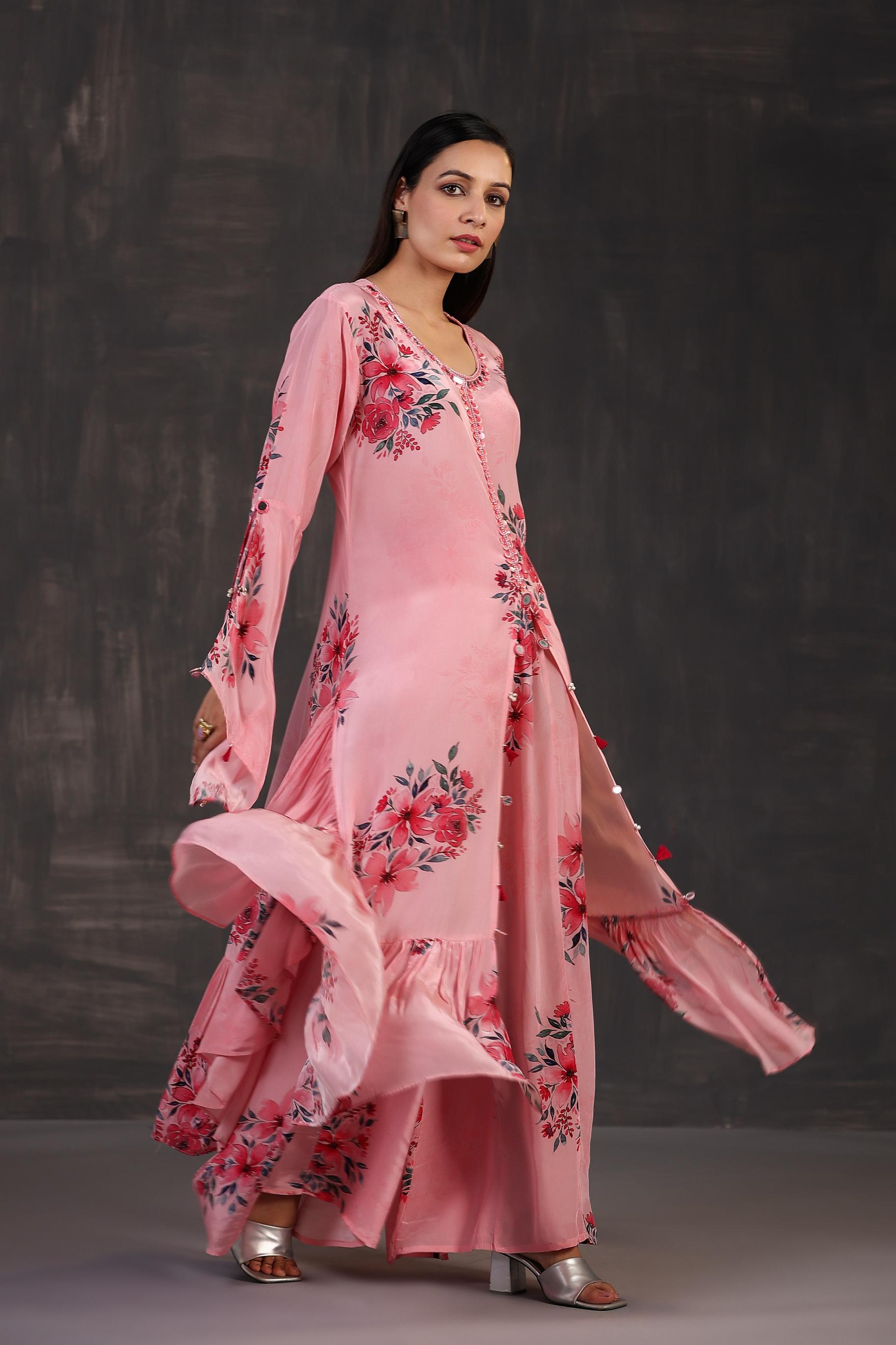 Light Pink Digital Printed Habutai Silk Co-Ord Set