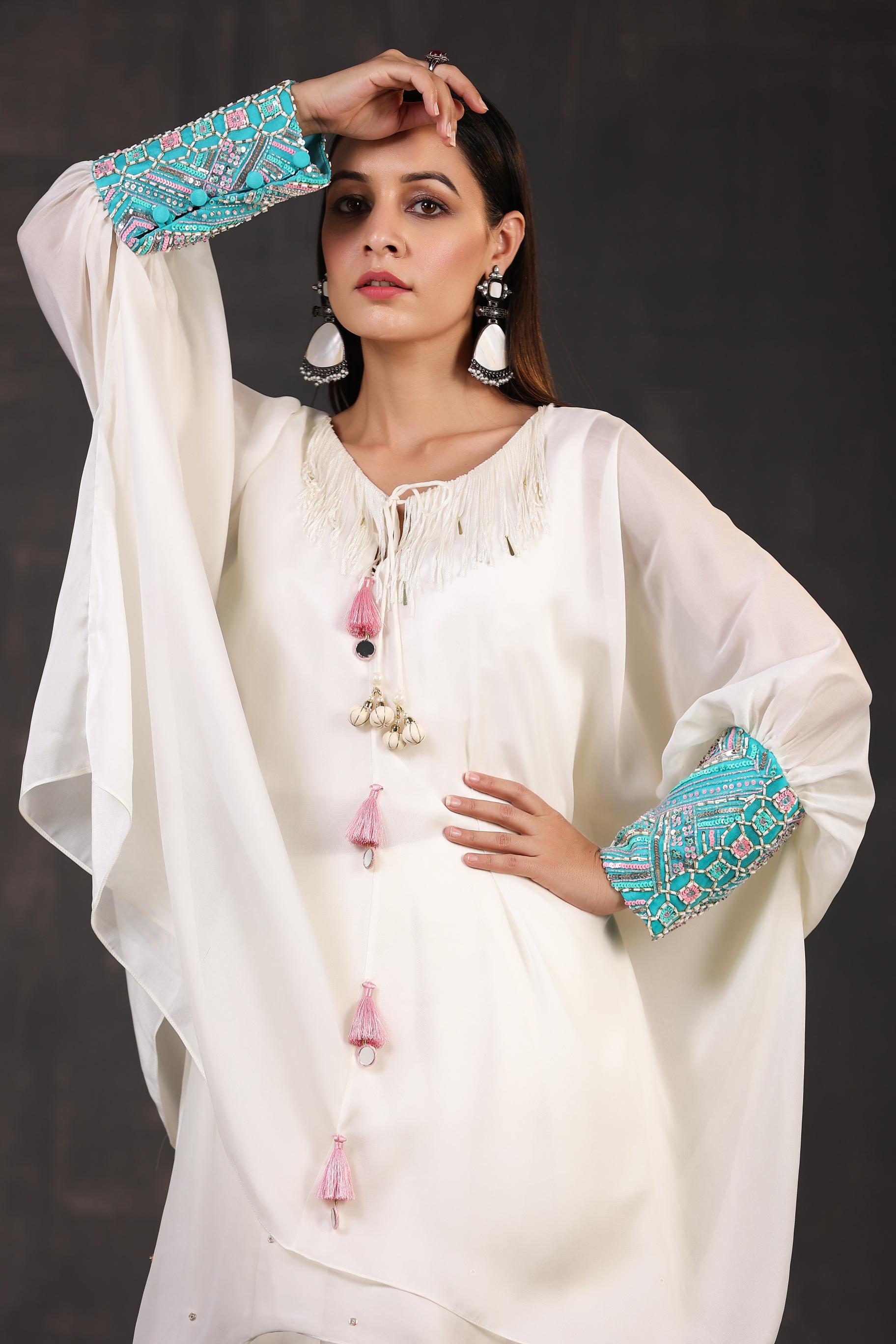 Ivory Embellished Premium Silk Dhoti Set