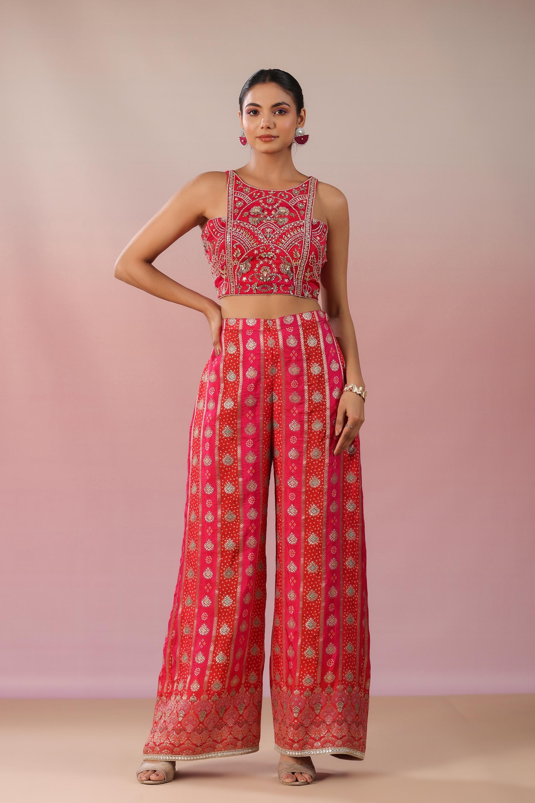Rani Pink Embellished Habutai Silk Cape Set