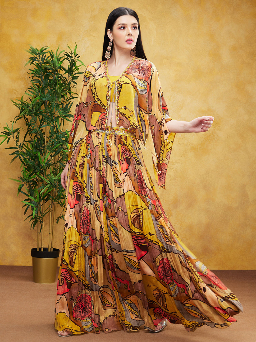 Multicolor Digital Printed Premium Silk Skirt Set