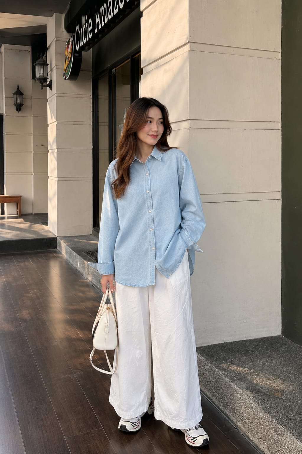Ice Blue Denim Button-Down Shirt