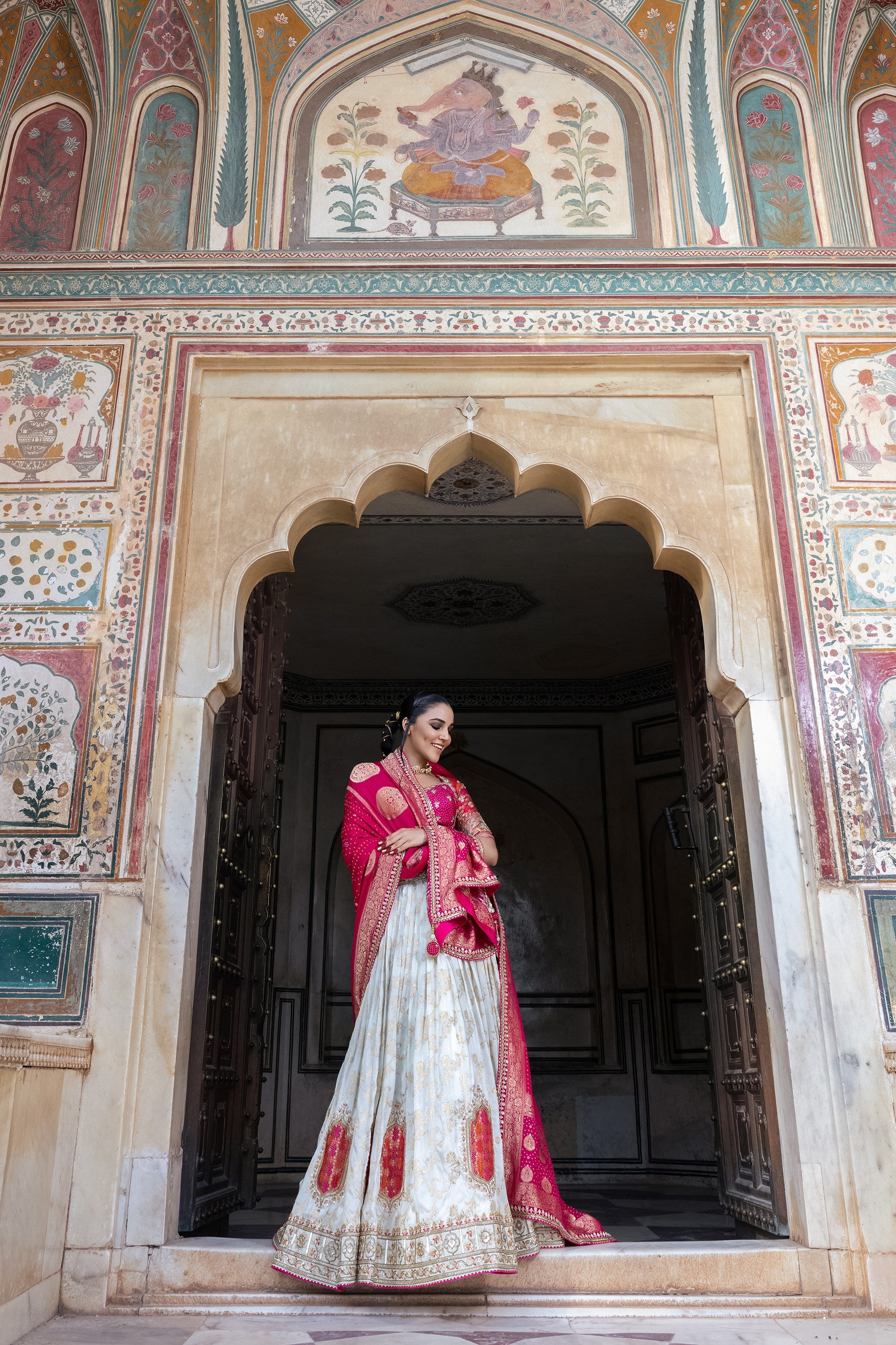 White Handwork Satin Silk Lehenga Set