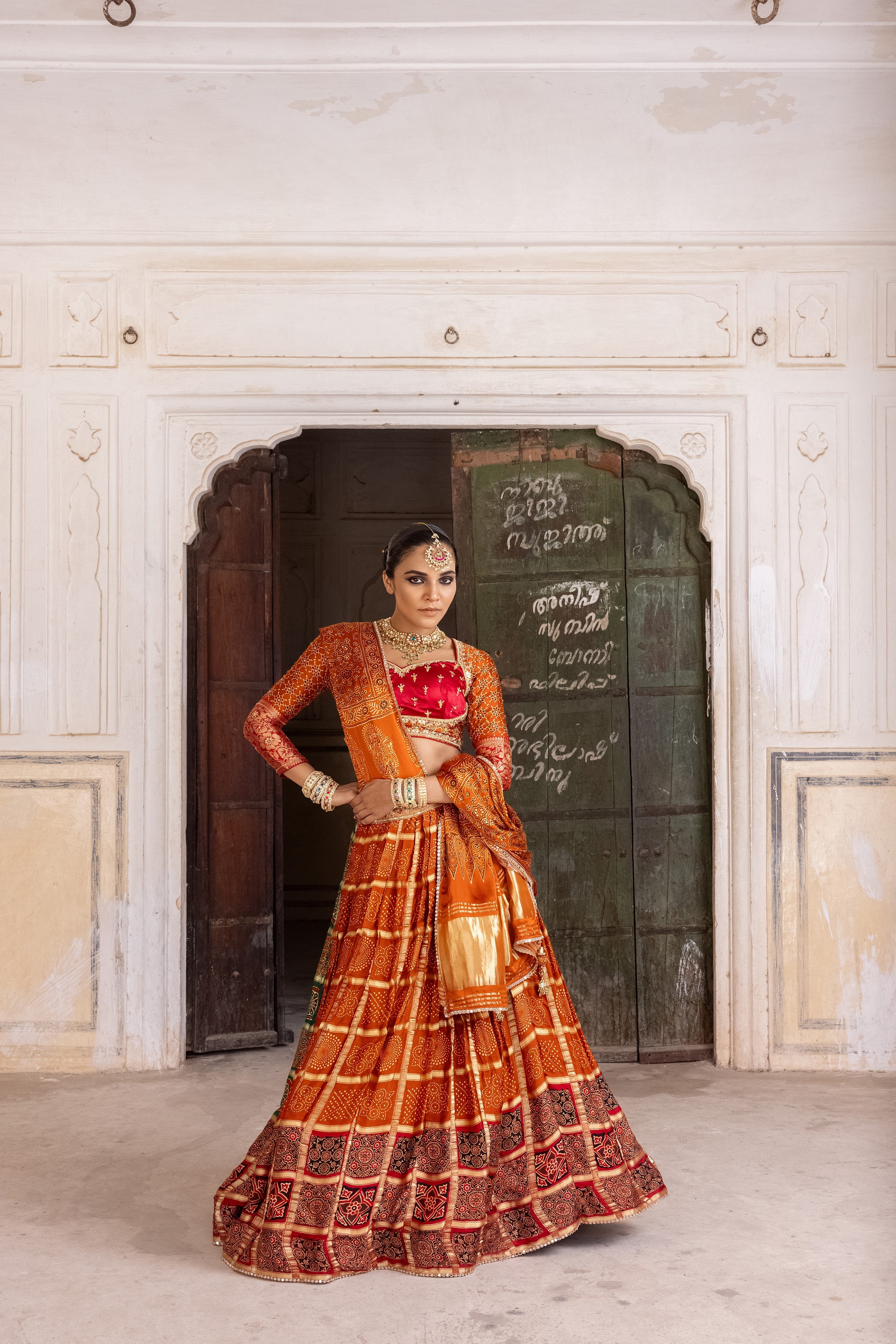 Rustic Handwork Satin Silk Lehenga Set