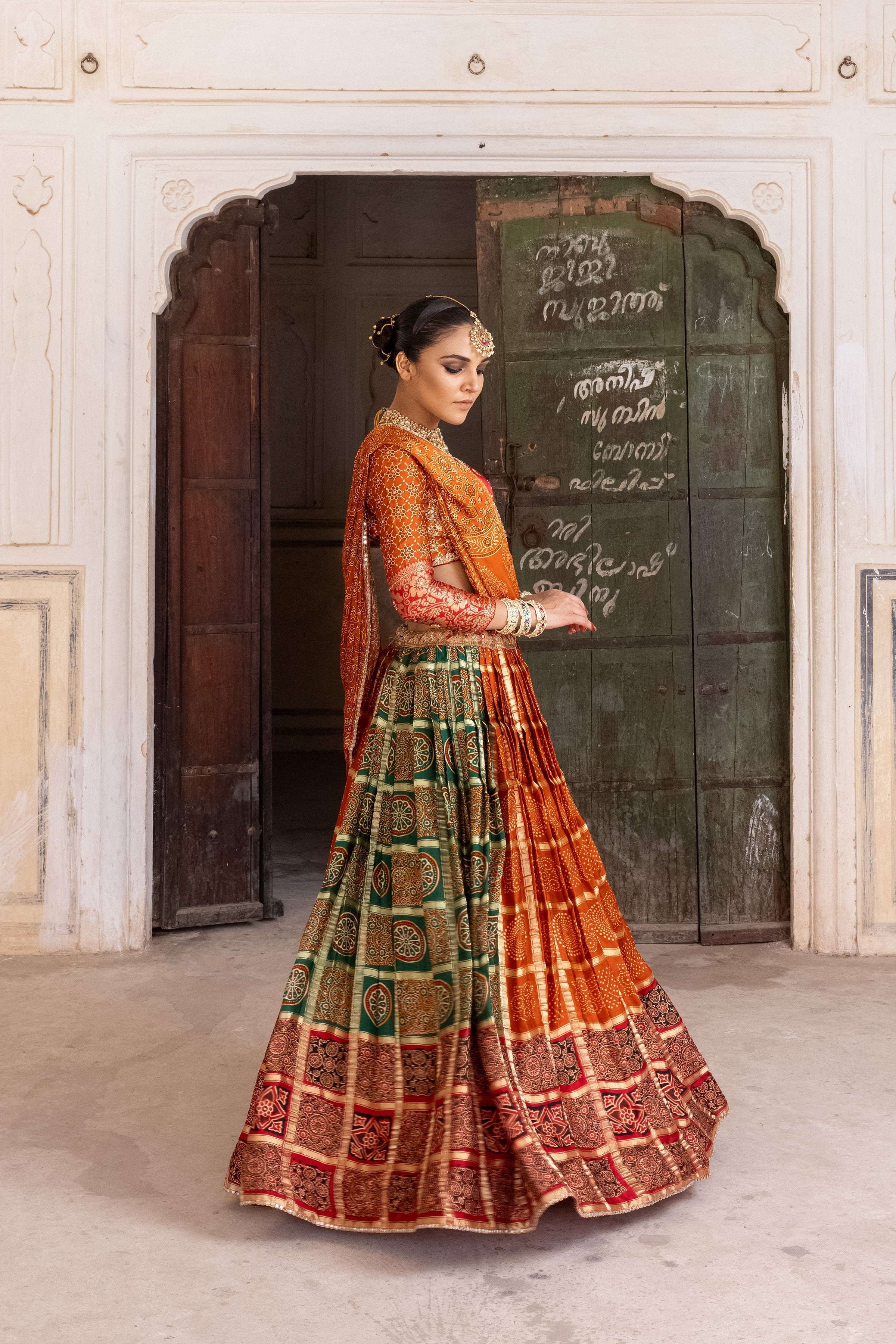 Rustic Handwork Satin Silk Lehenga Set