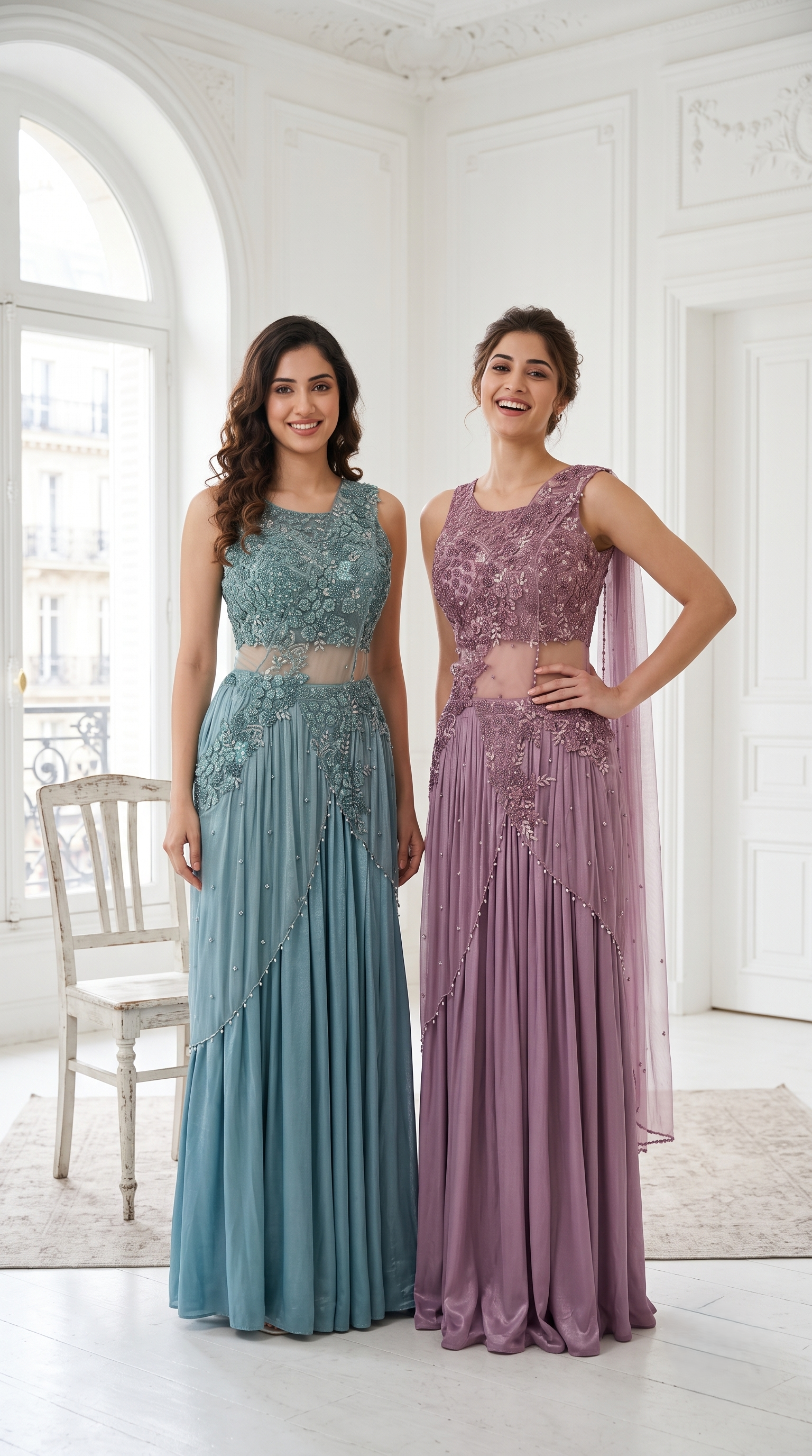 Soft Mauve Embellished Crepe Silk Saree