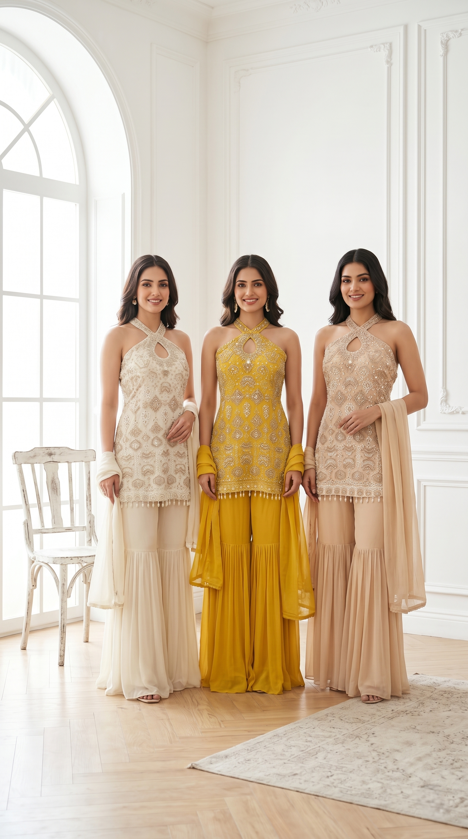 Ivory Embellished Premium Georgette Sharara Set
