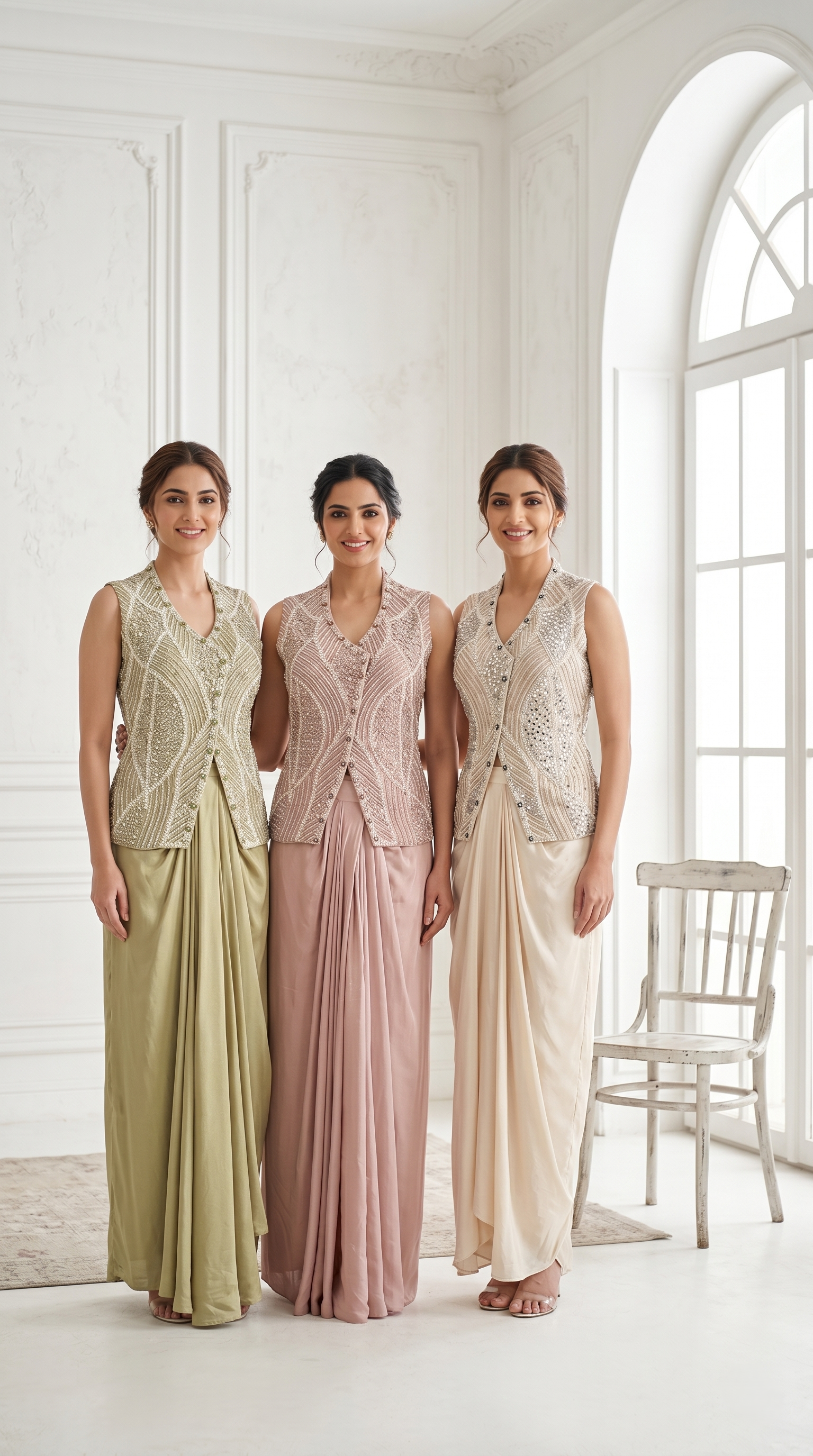 Royal Olive Embellished Crepe Silk Skirt Set