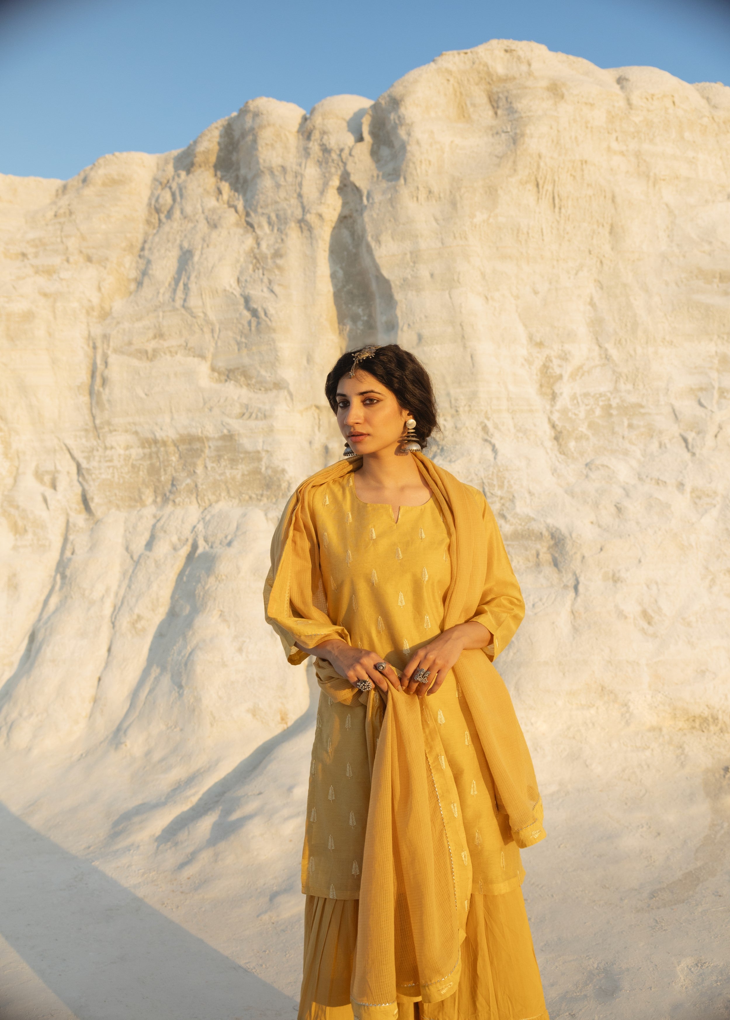 Marigold Embroidered Chanderi Silk Sharara Set