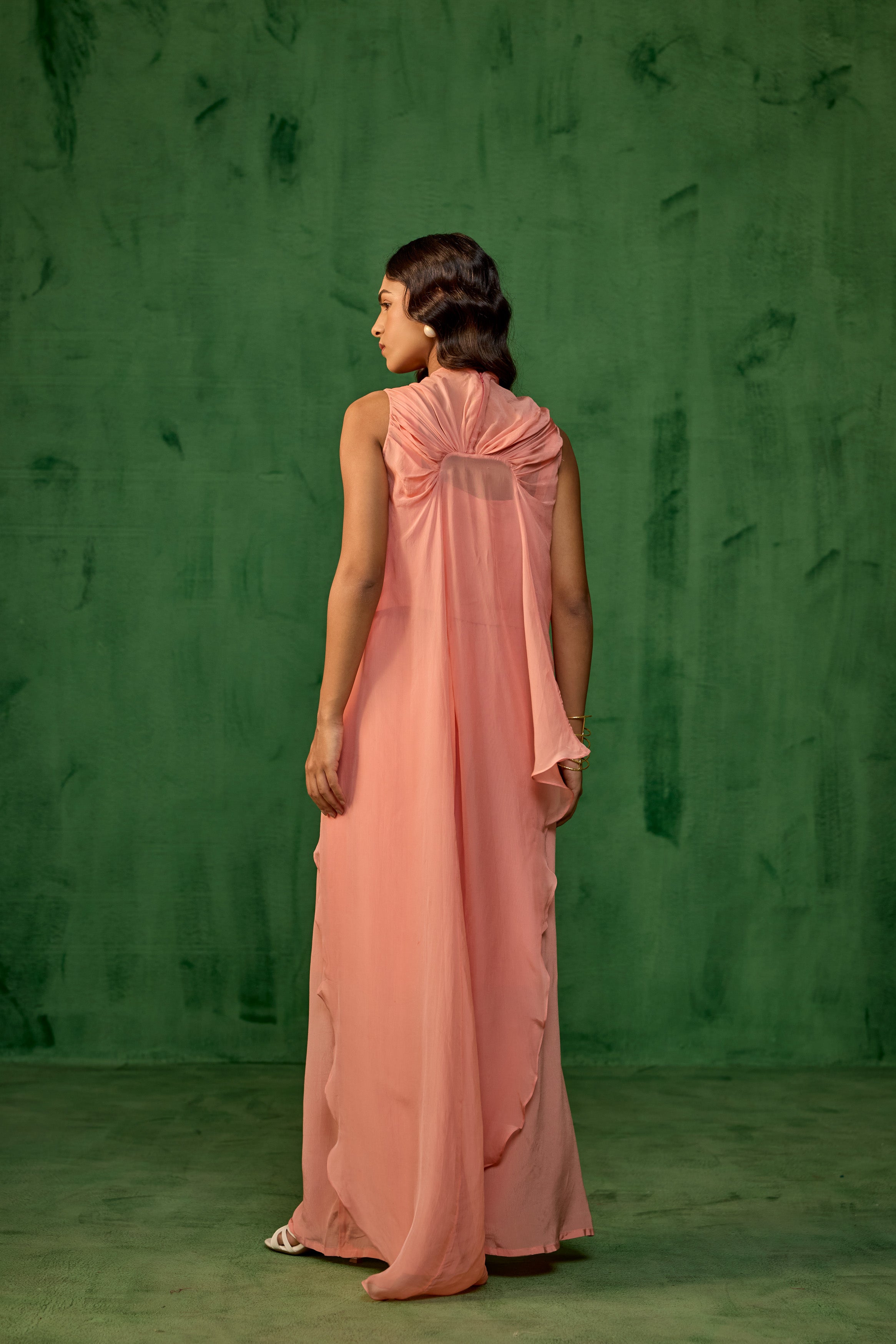 Peach Blush Embellished Premium Crepe Silk Co-Ord Set