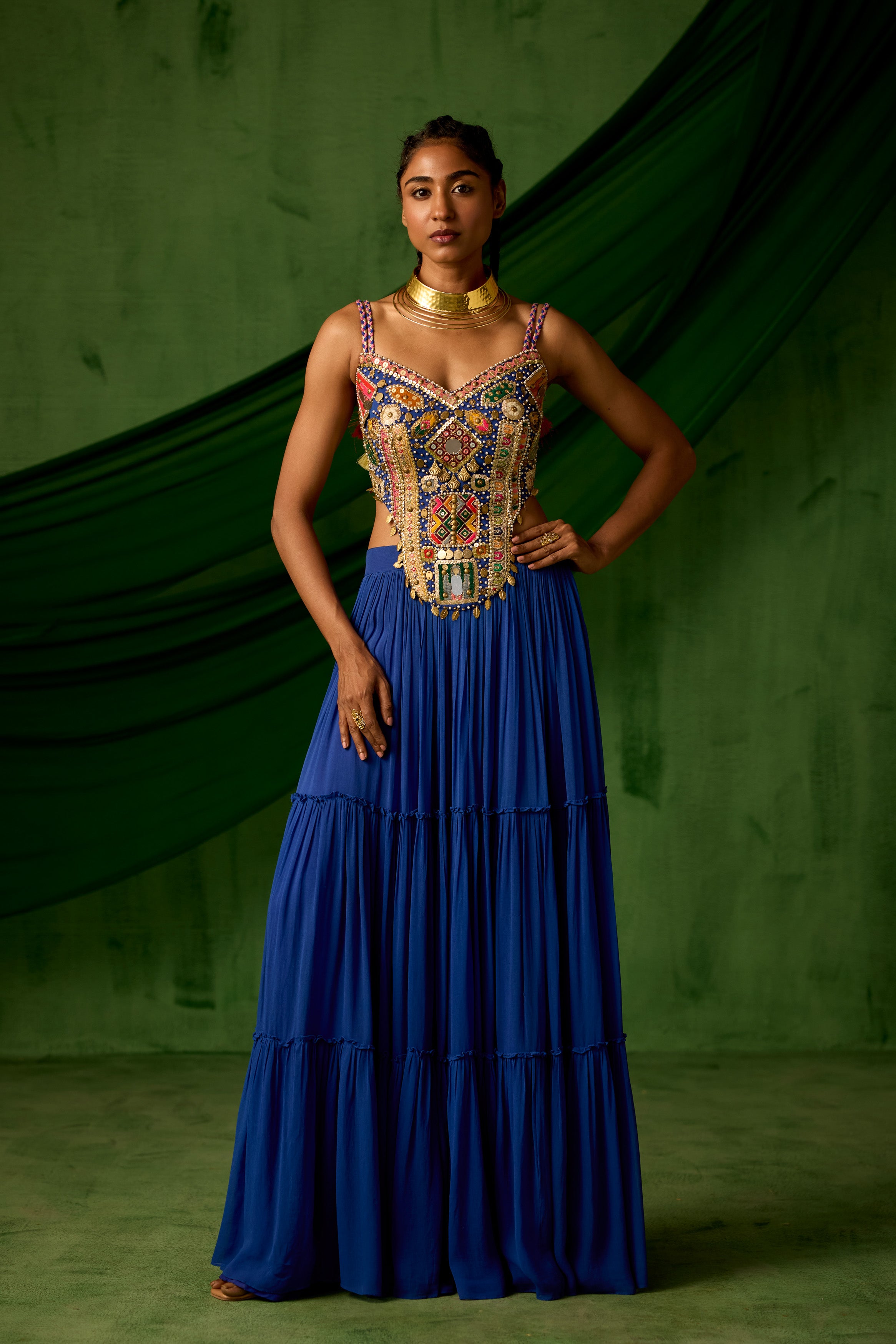 Royal Blue Embellished Georgette Silk Gown