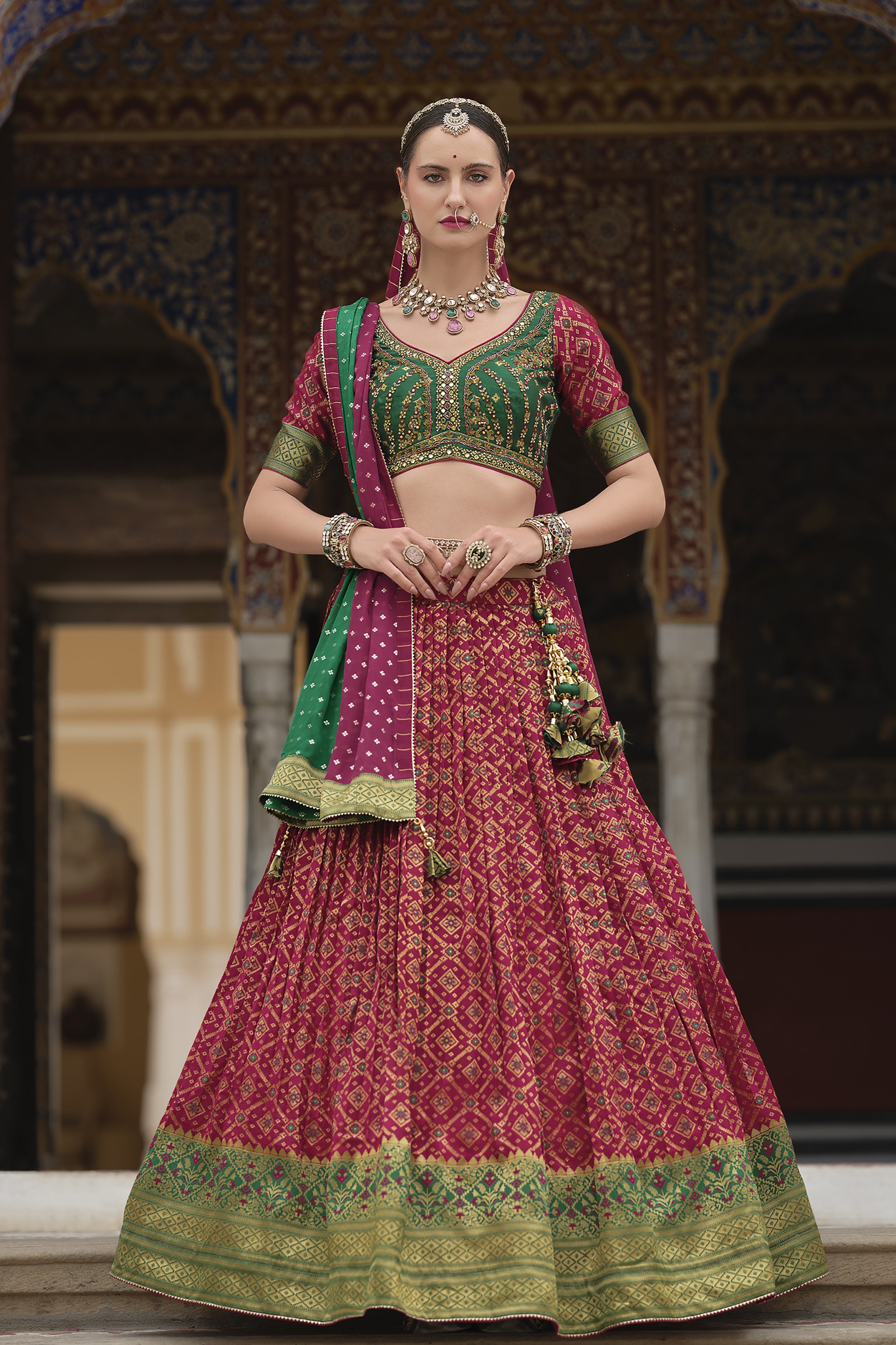 Maroon Traditional Printed Premium Silk Lehenga Set