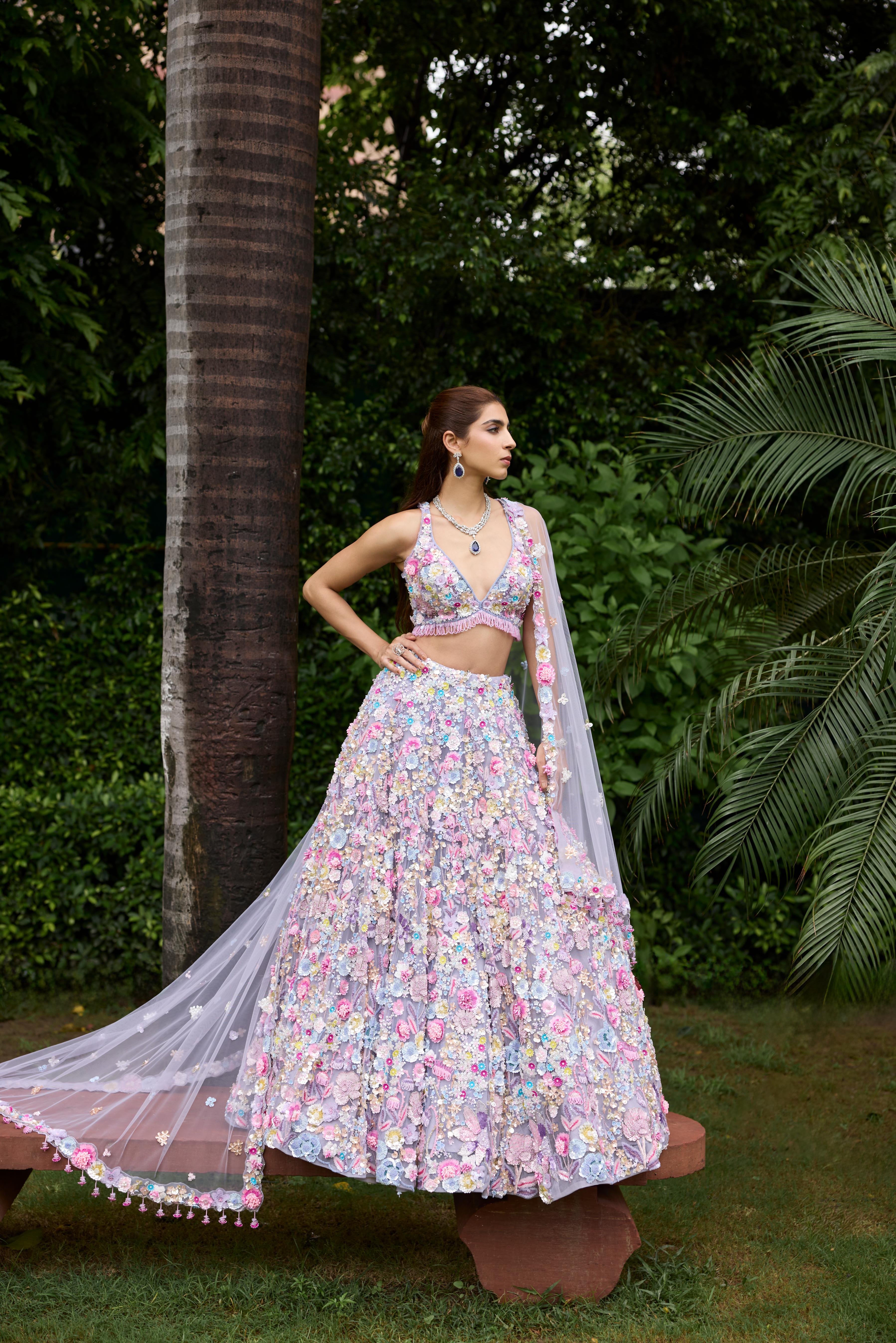 Dusty Lilac Embellished Premium Lehenga Set
