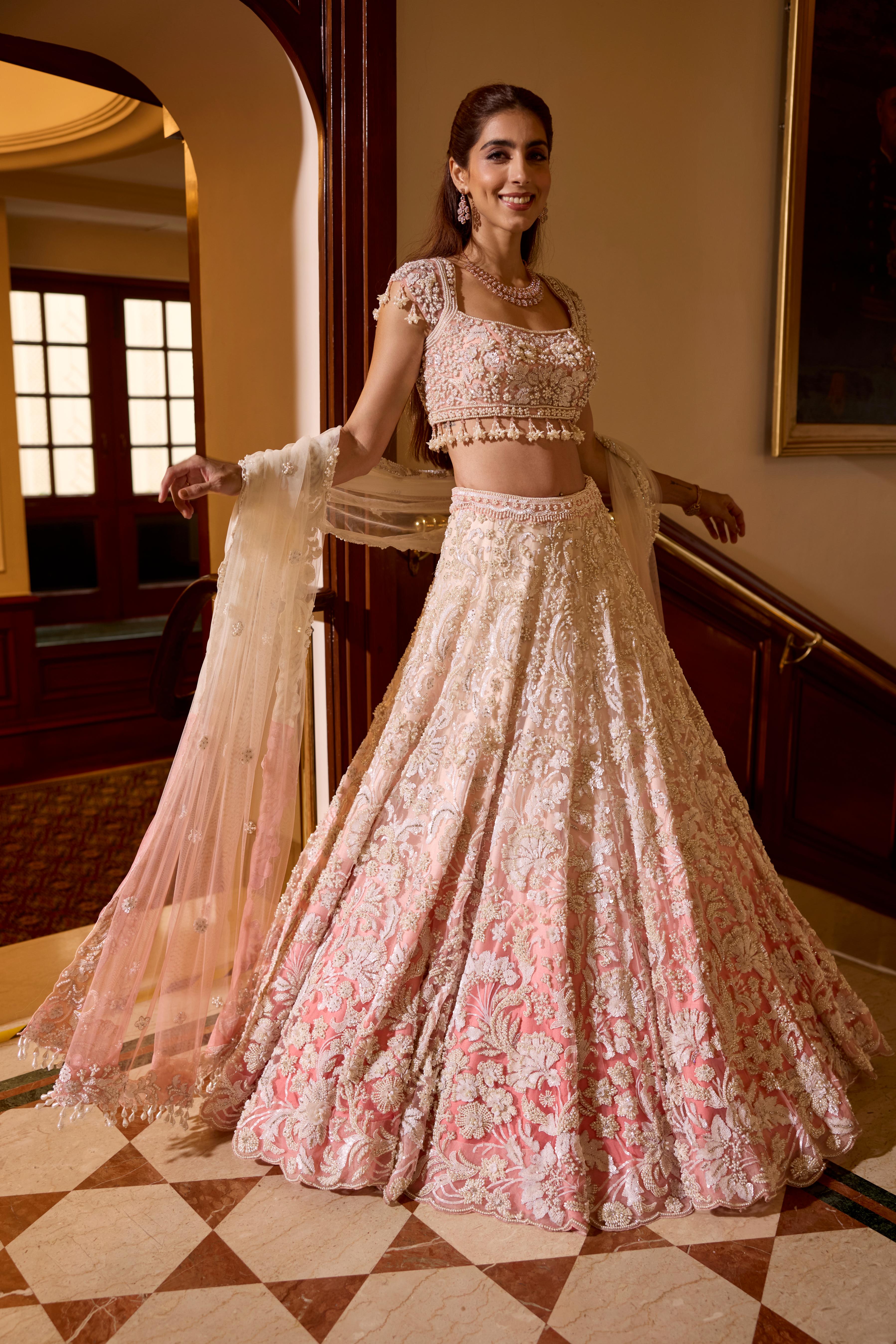 Blush Pink Ombre Embellished Premium Lehenga Set