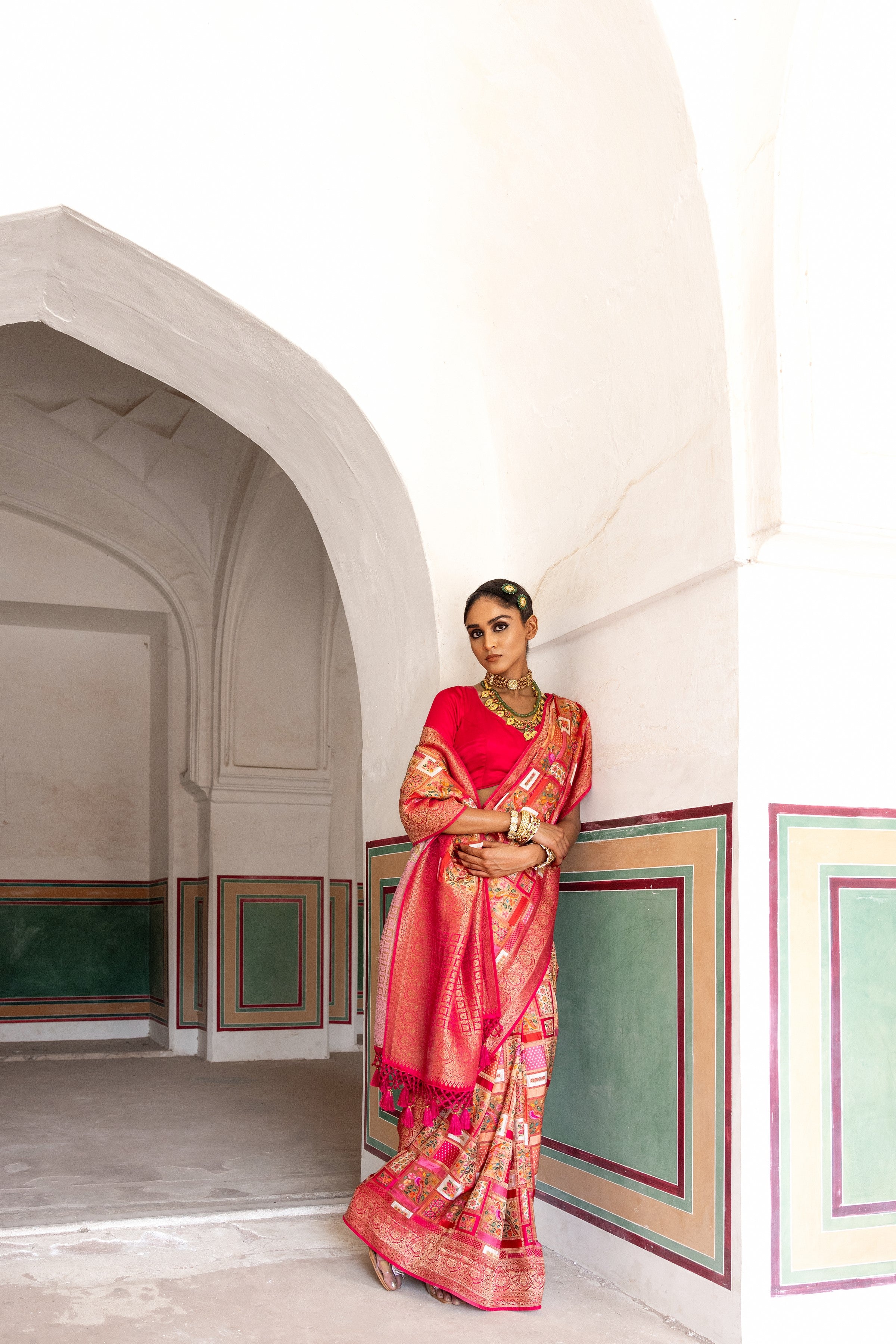 Scarlet Red Woven Gajji Silk Saree