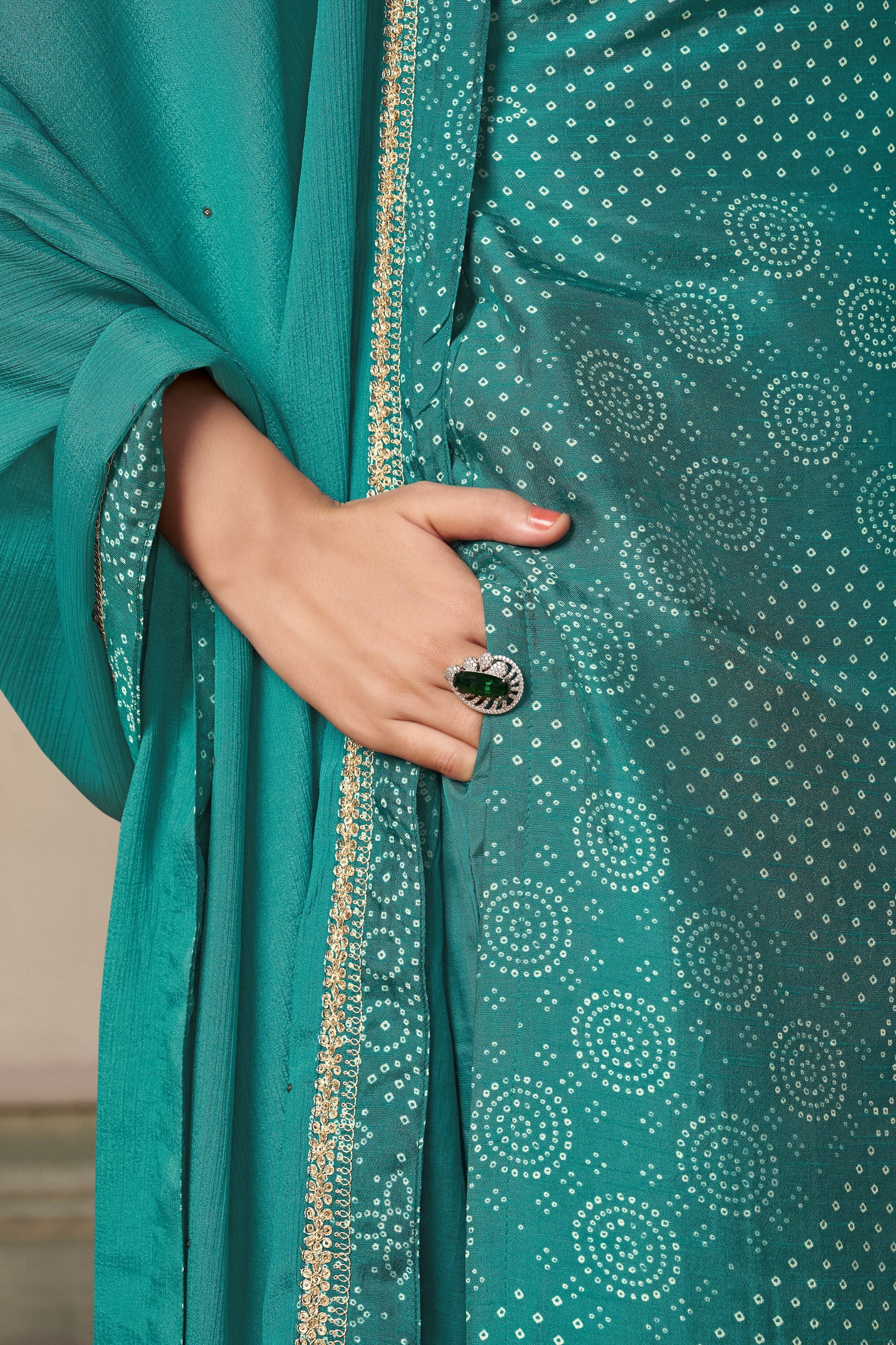 Turquoise Bandhani Printed Kurta & Pant Set