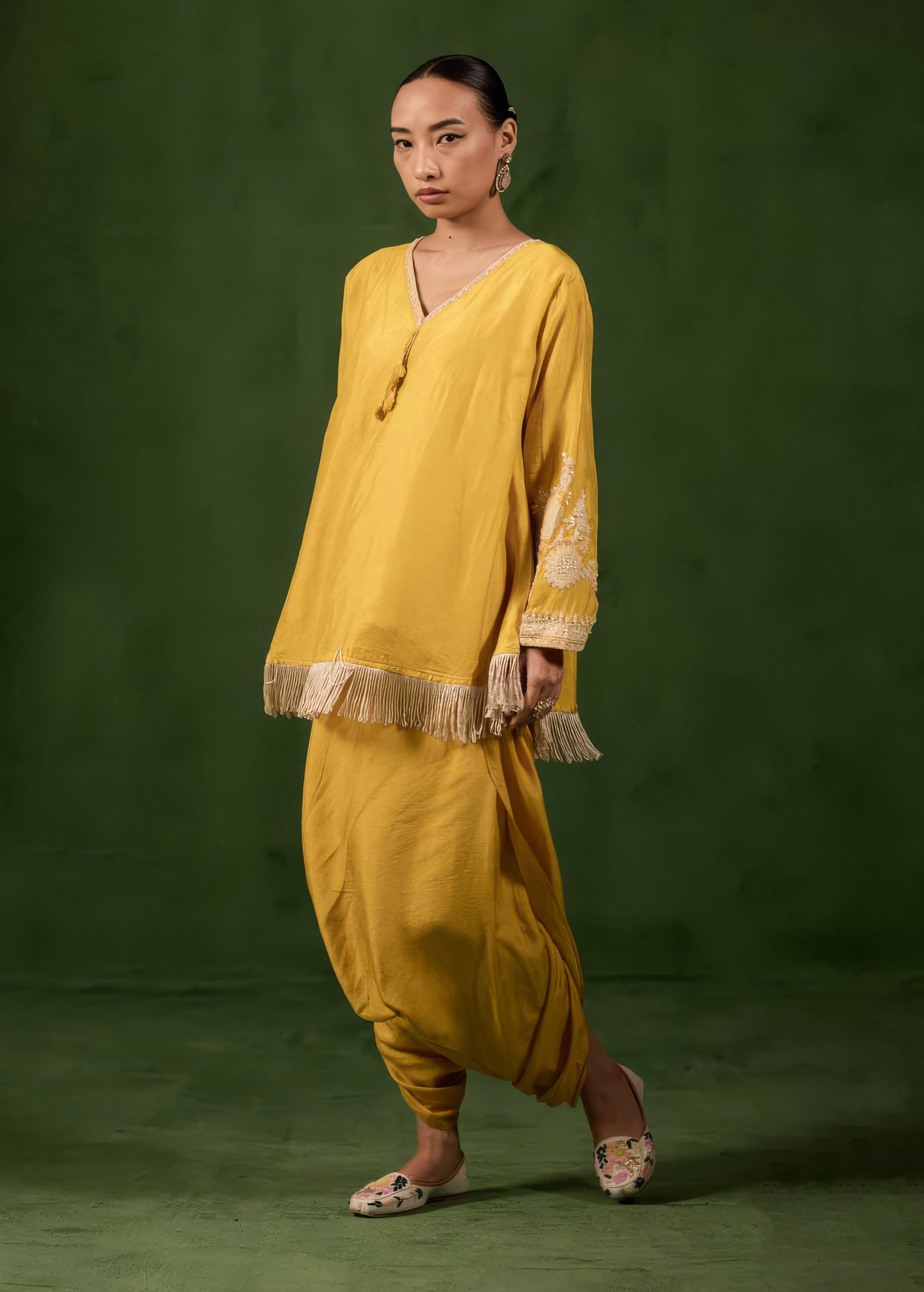 Sunshine Yellow Embellished Raw Silk Co-Ord Set
