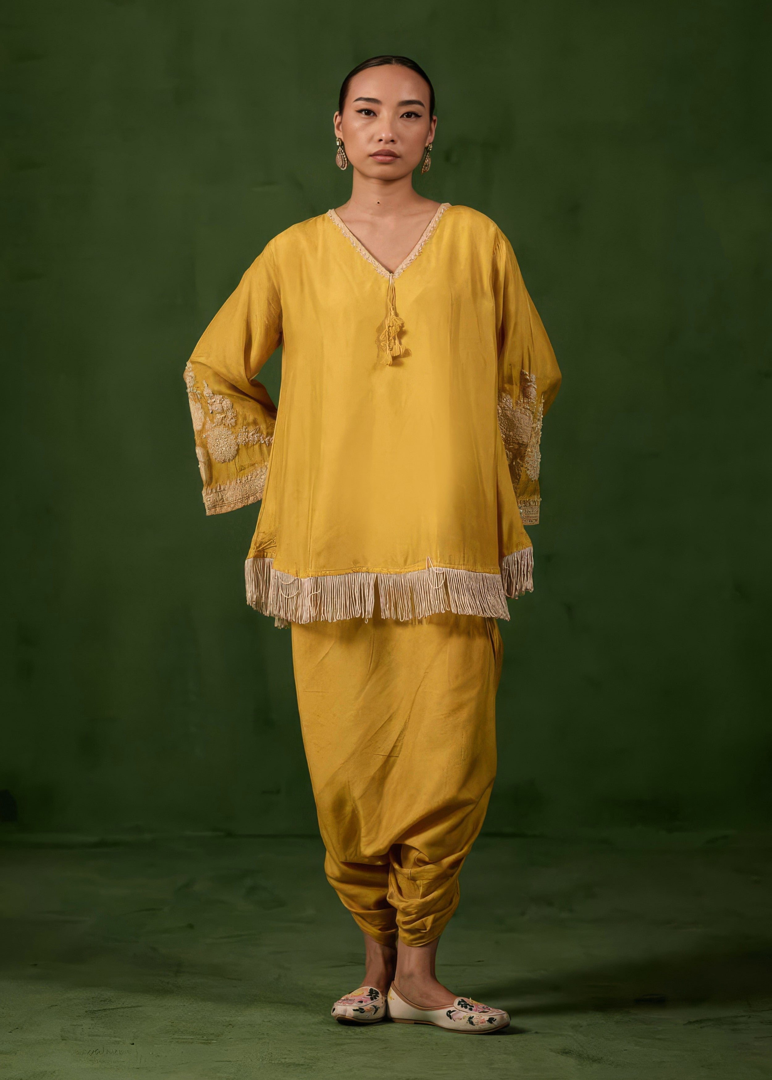 Sunshine Yellow Embellished Raw Silk Co-Ord Set