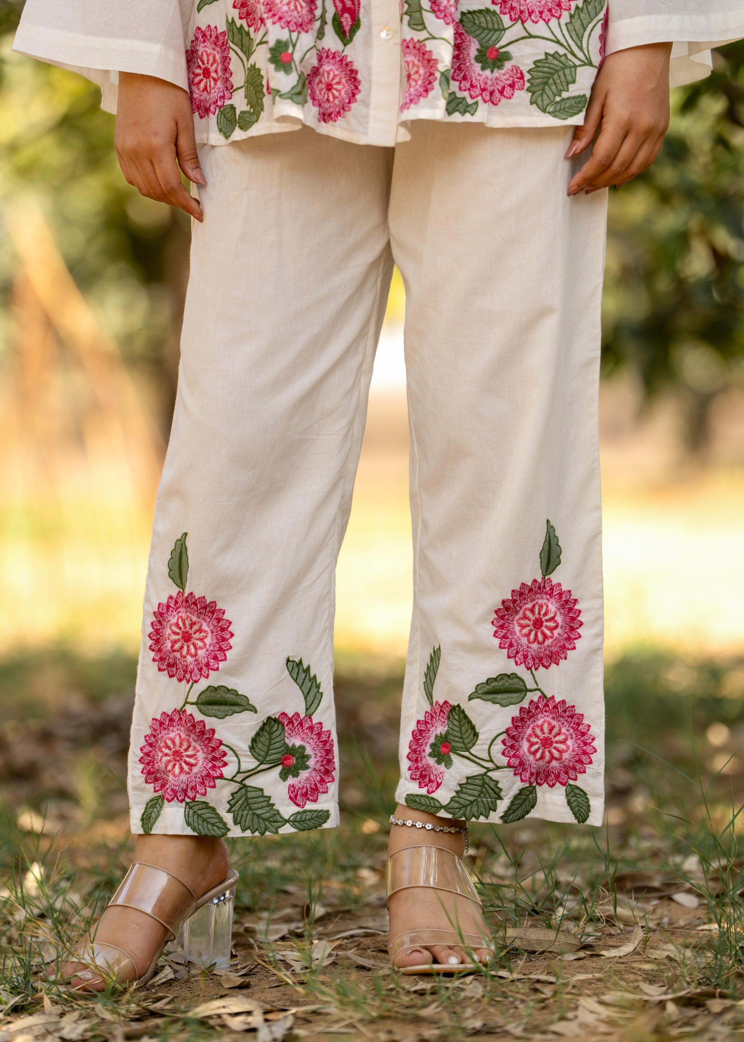 Crisp White Embroidered Cotton Co-Ord Set
