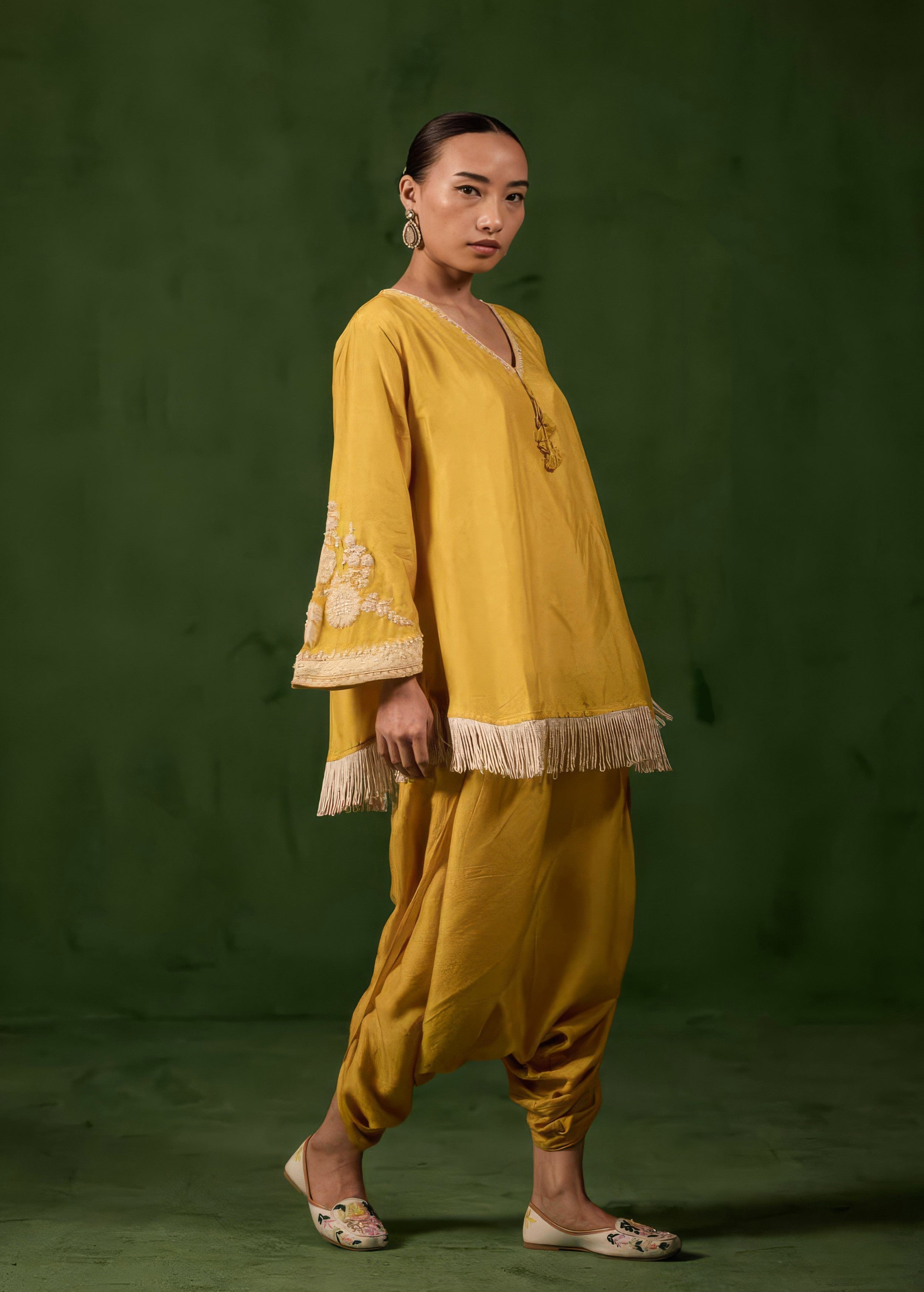 Sunshine Yellow Embellished Raw Silk Co-Ord Set