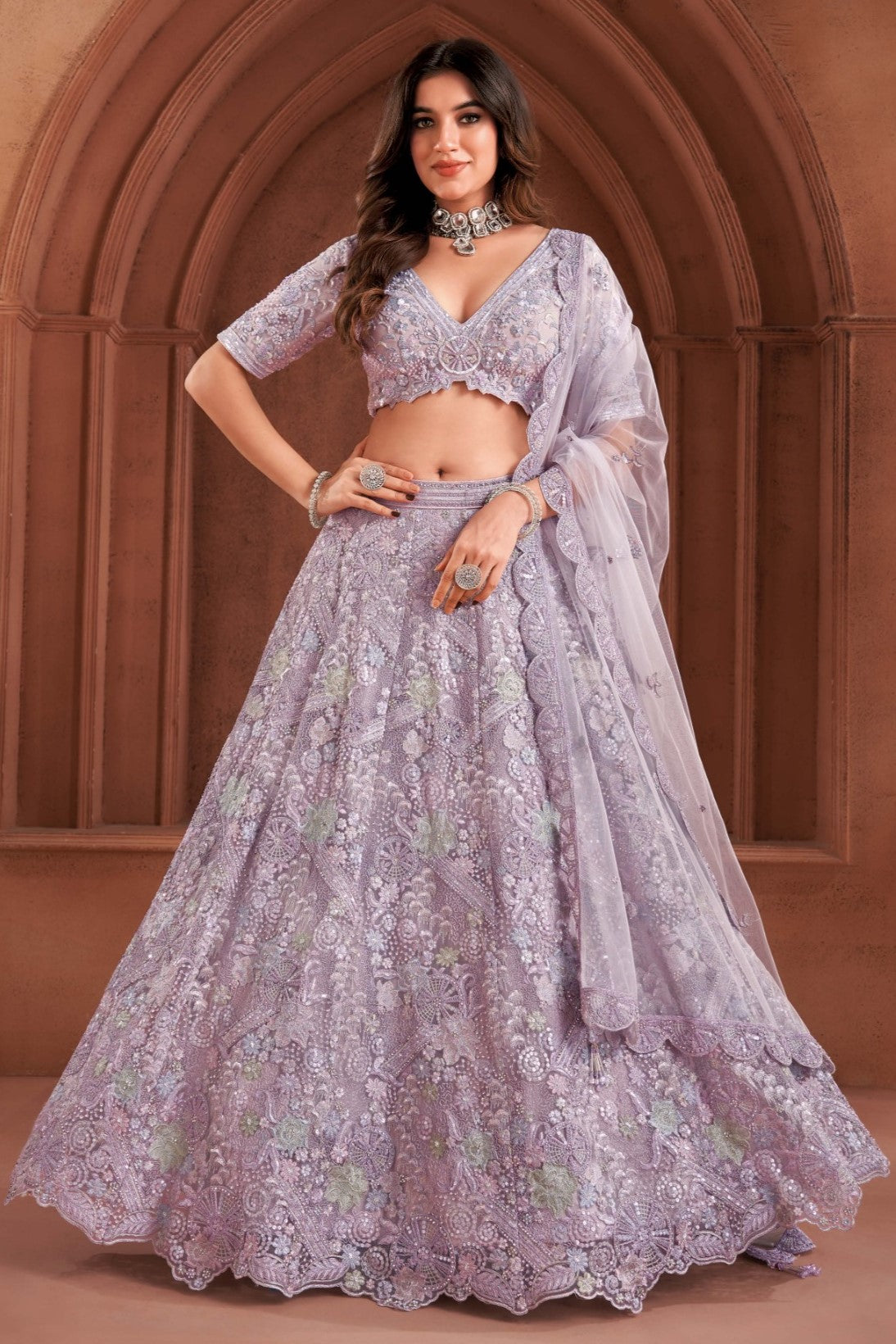 Forever Lilac Embellished Premium Silk Lehenga Set