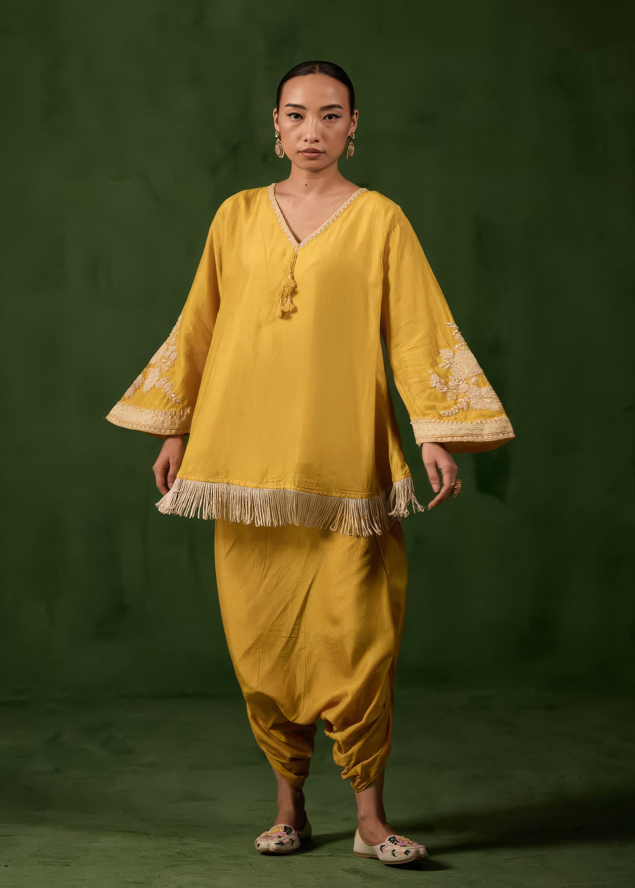 Sunshine Yellow Embellished Raw Silk Co-Ord Set