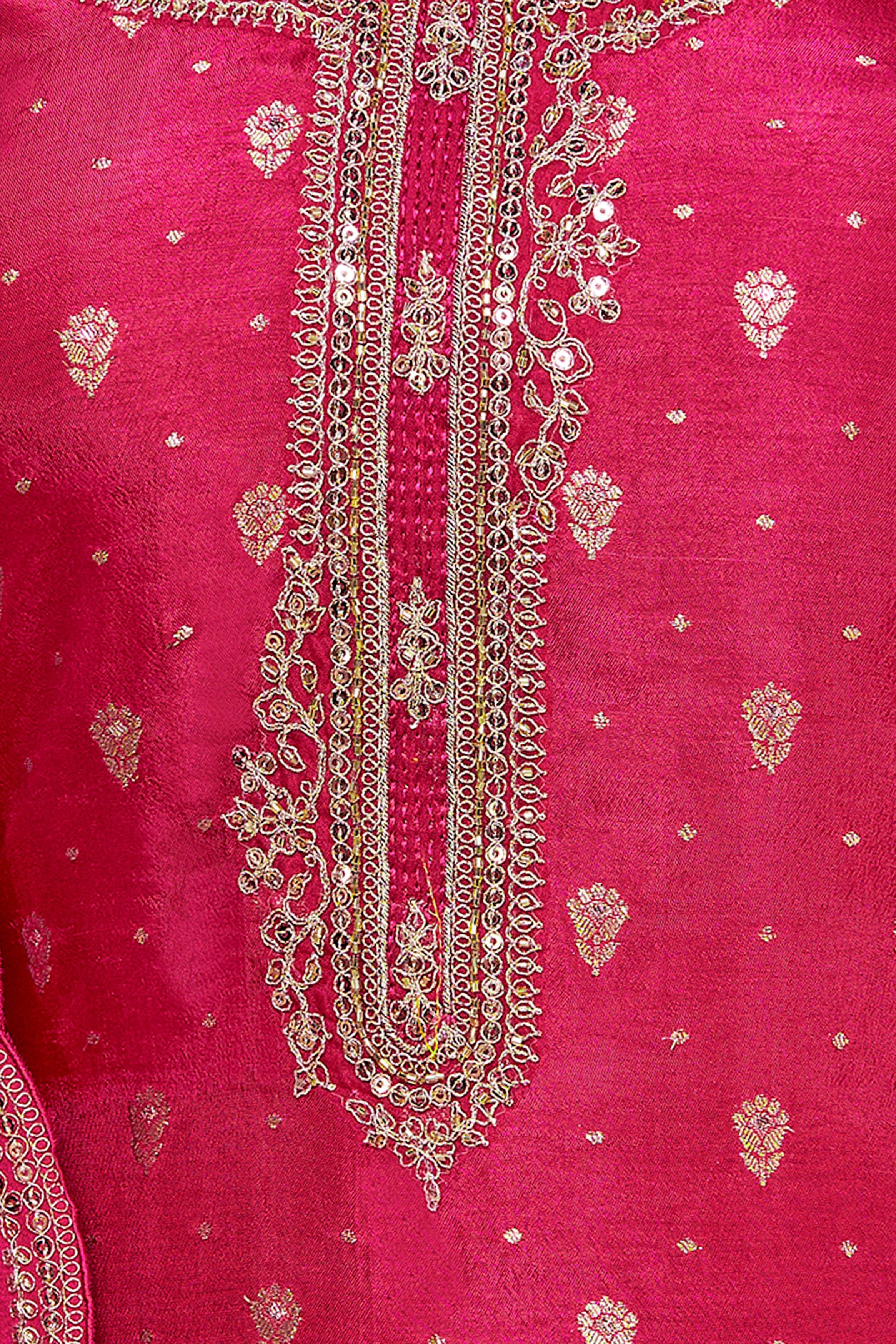Deep Pink Embellished Premium Silk Pant Set