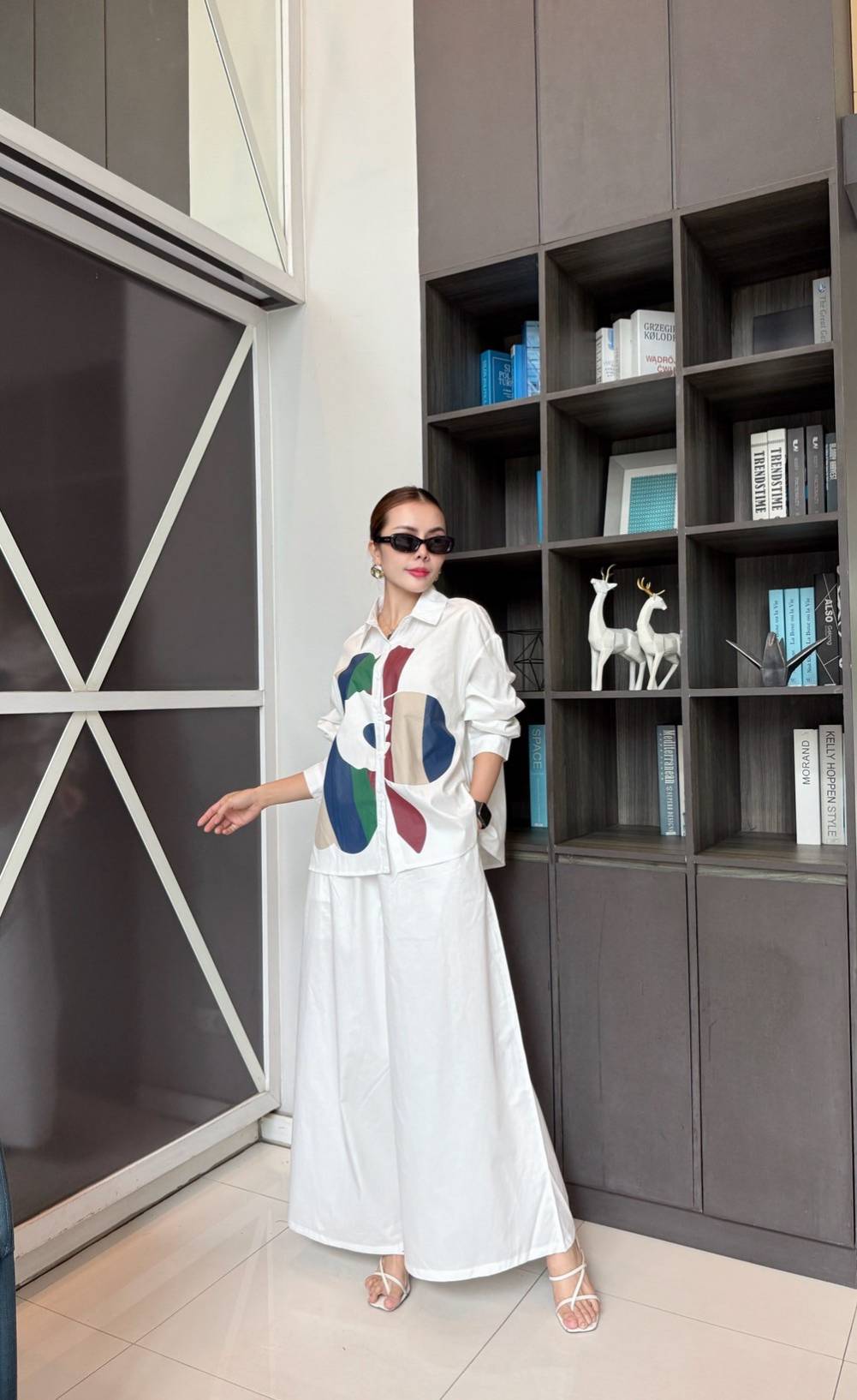 Pure White Printed Cotton Twill Co-Ord Set