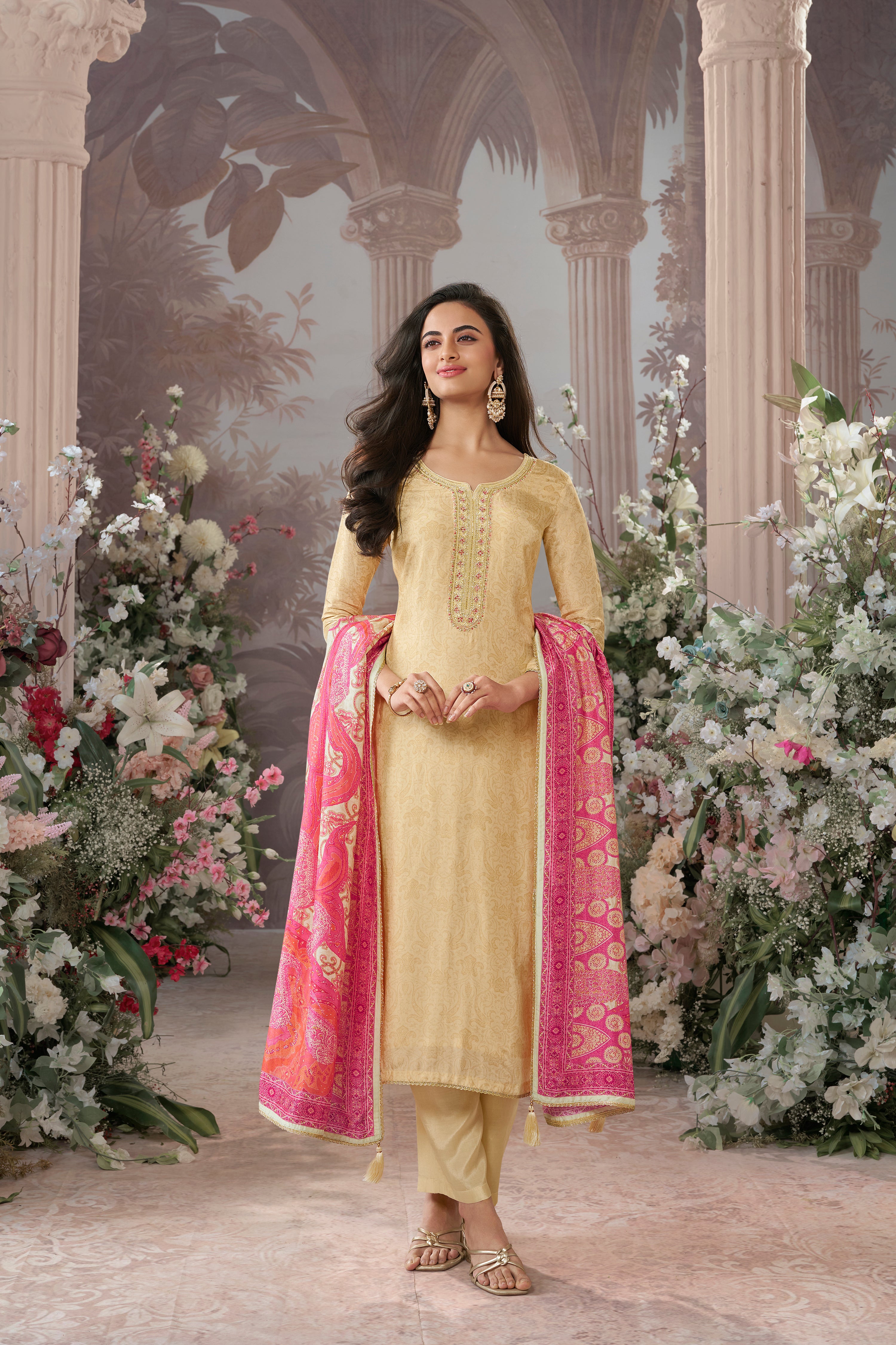 Ivory Embellished Premium Silk Pant Set