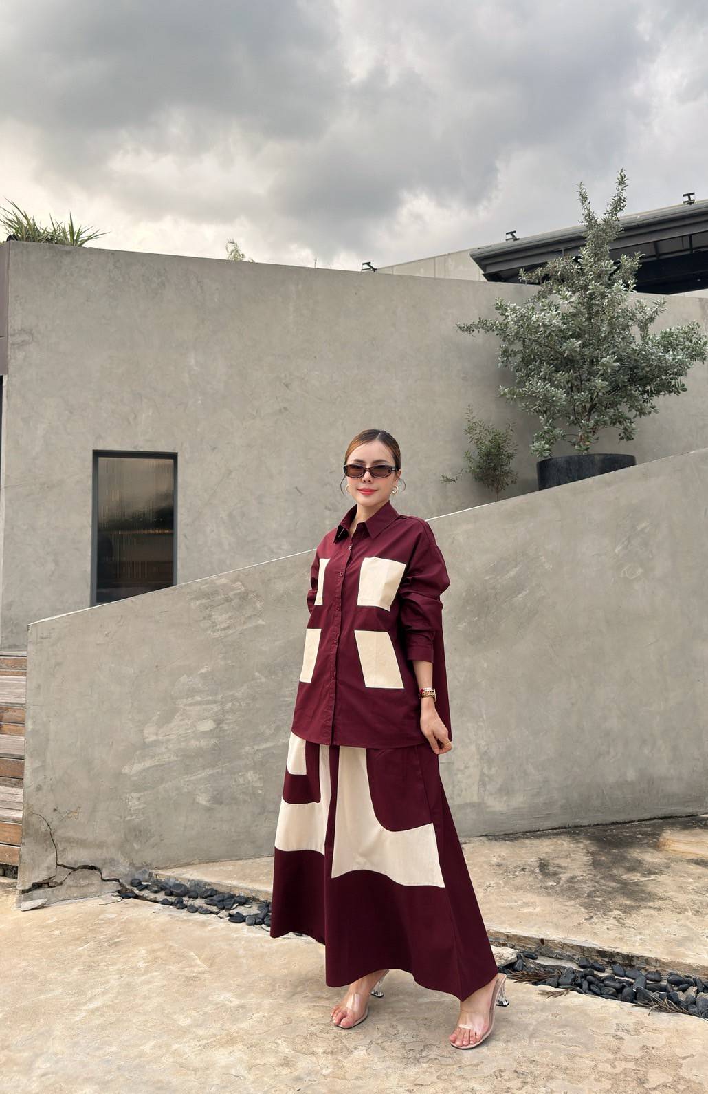 Wine Printed Organic Cotton Co-Ord Set