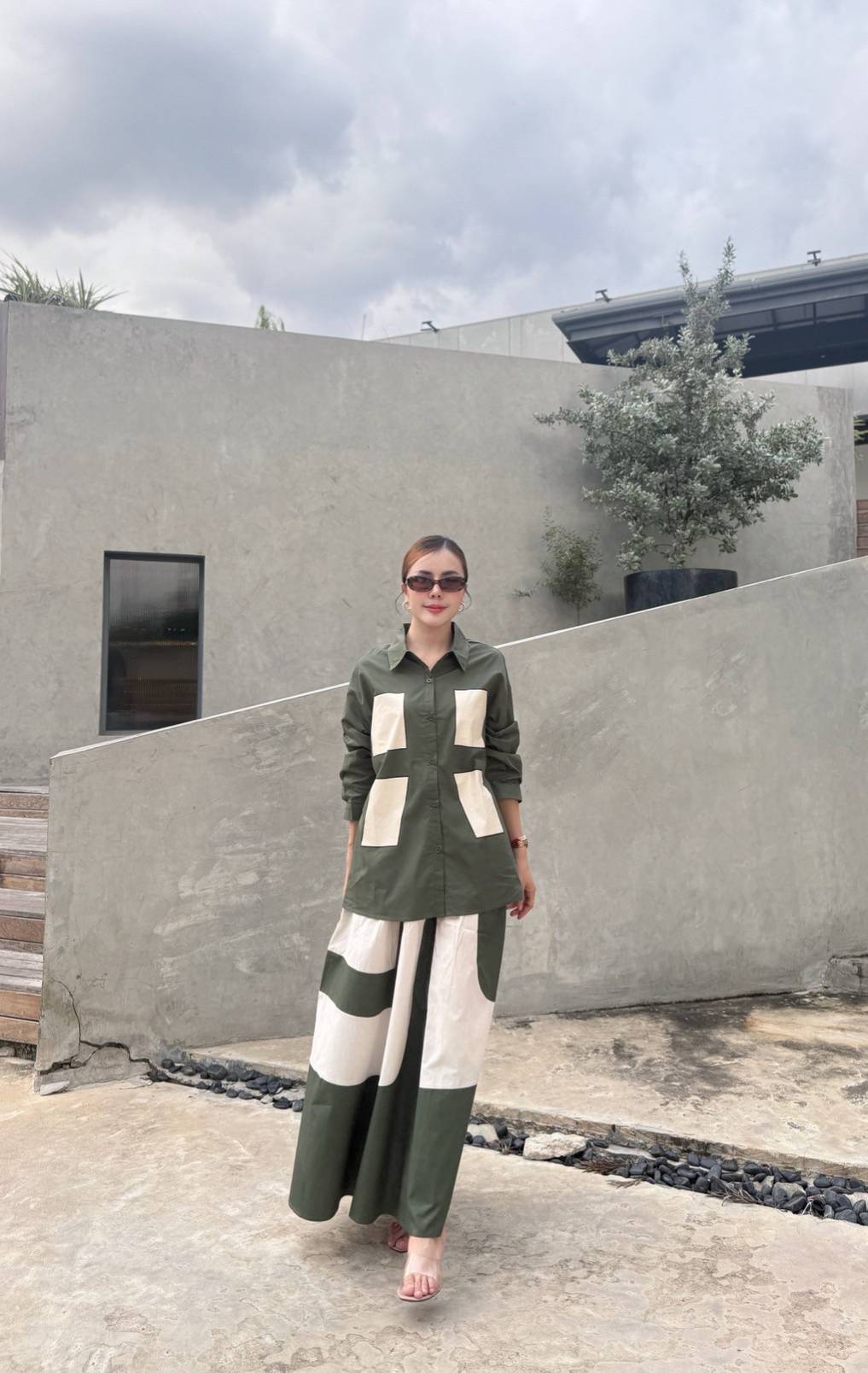 Olive Green Printed Organic Cotton Co-Ord Set