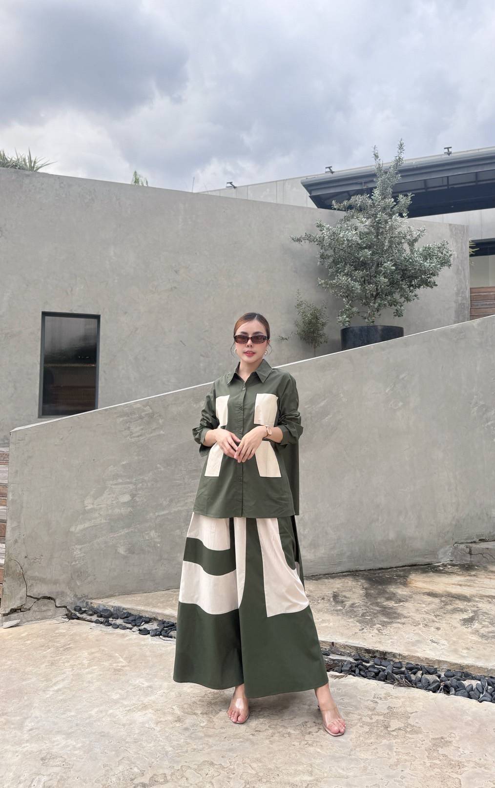 Olive Green Printed Organic Cotton Co-Ord Set