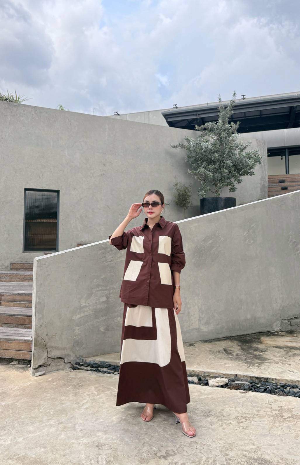 Chocolate Brown Printed Organic Cotton Co-Ord Set