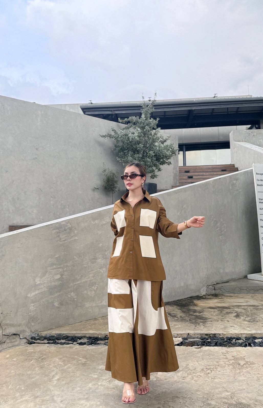 Camel Brown Printed Organic Cotton Co-Ord Set