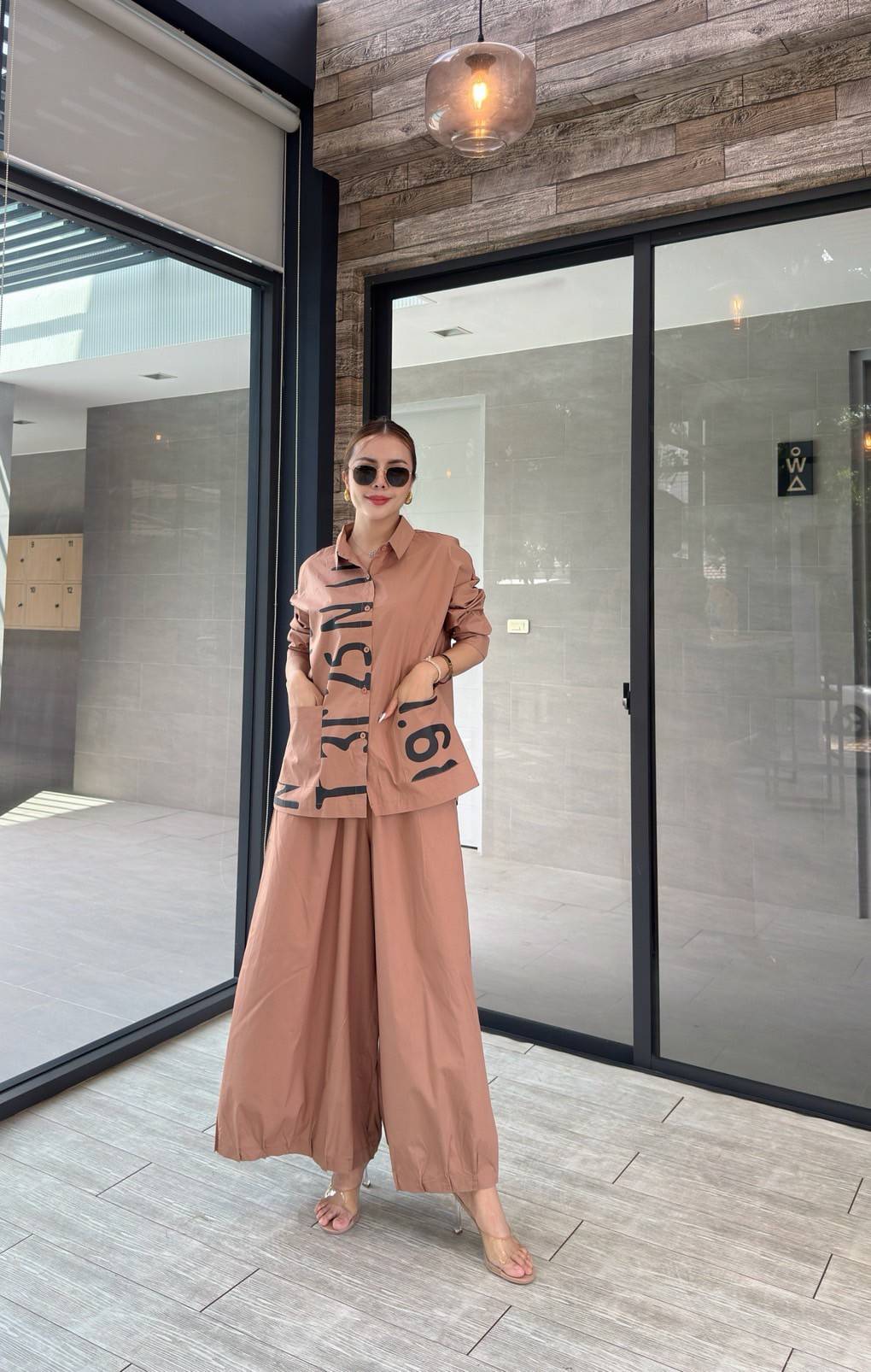 Terracotta Peach Printed Organic Cotton Co-Ord Set