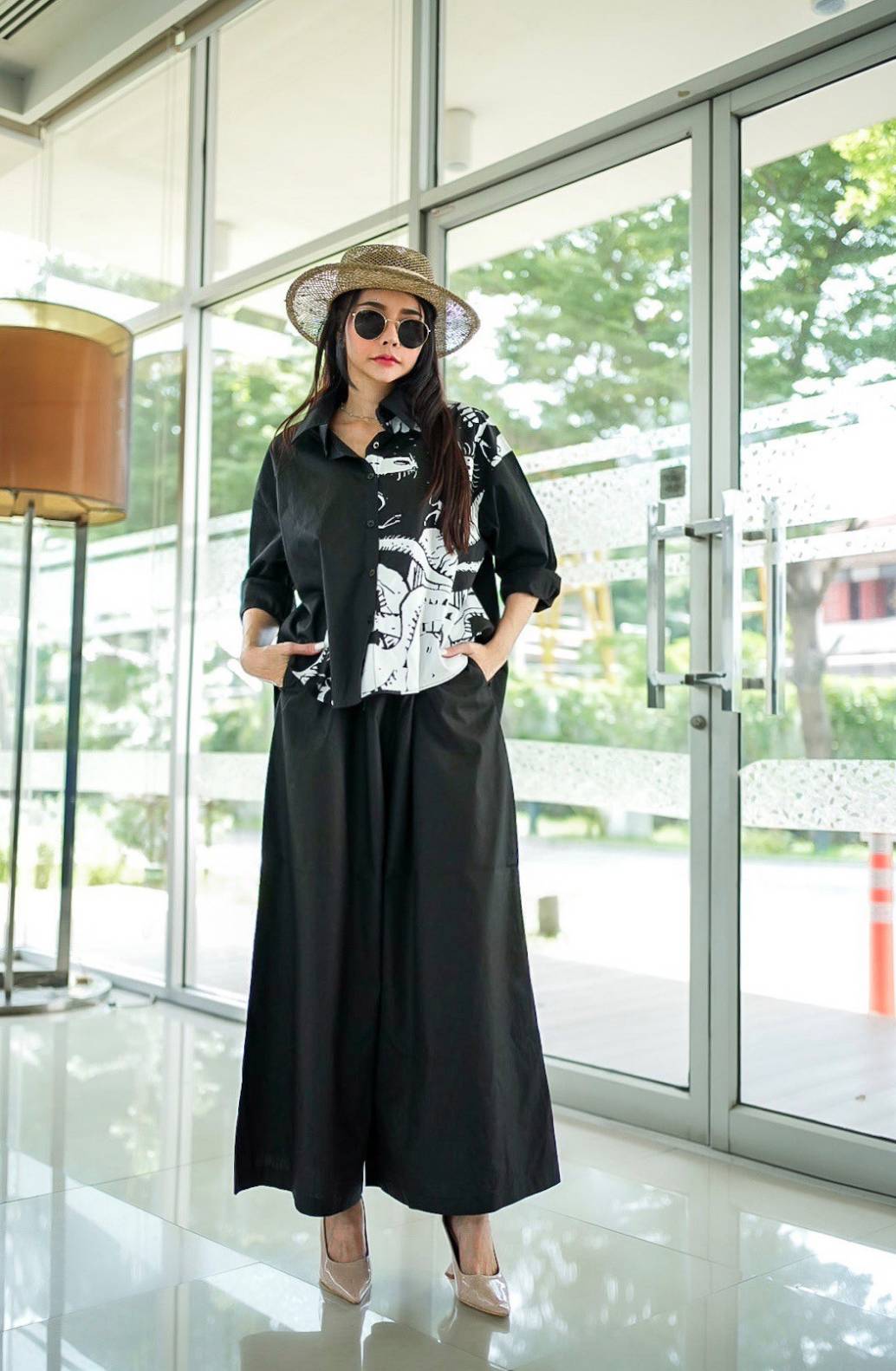 Abstract Printed Noir Cotton Co-ord Set