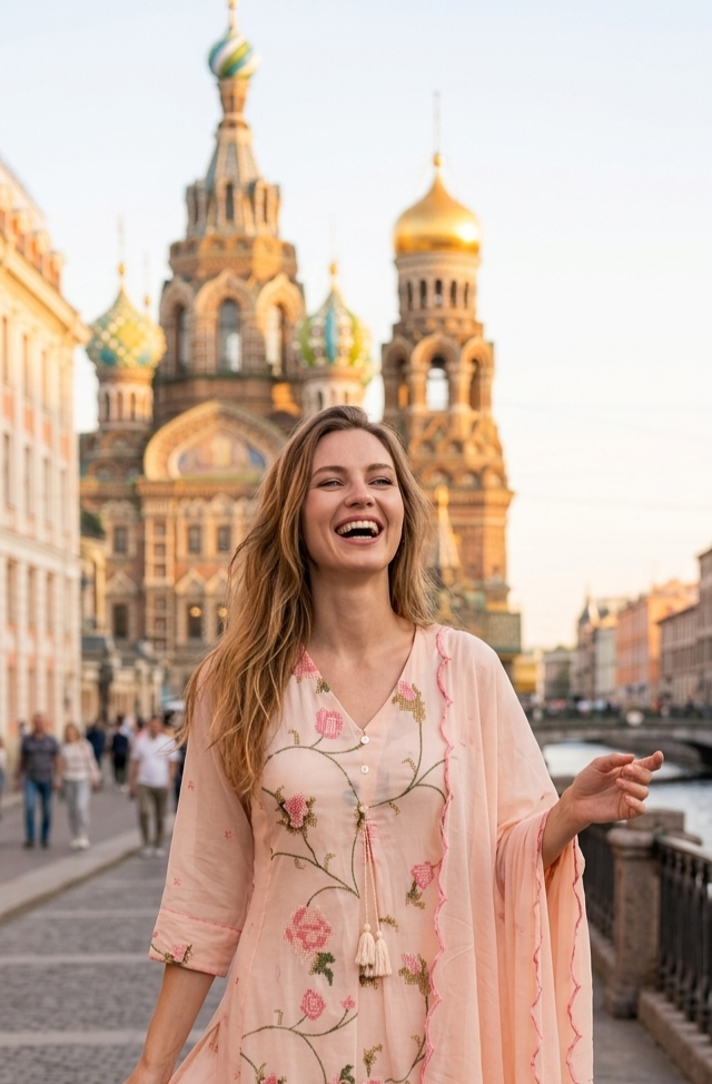 Peach Blossom Embroidered Organic Cotton Pant Set