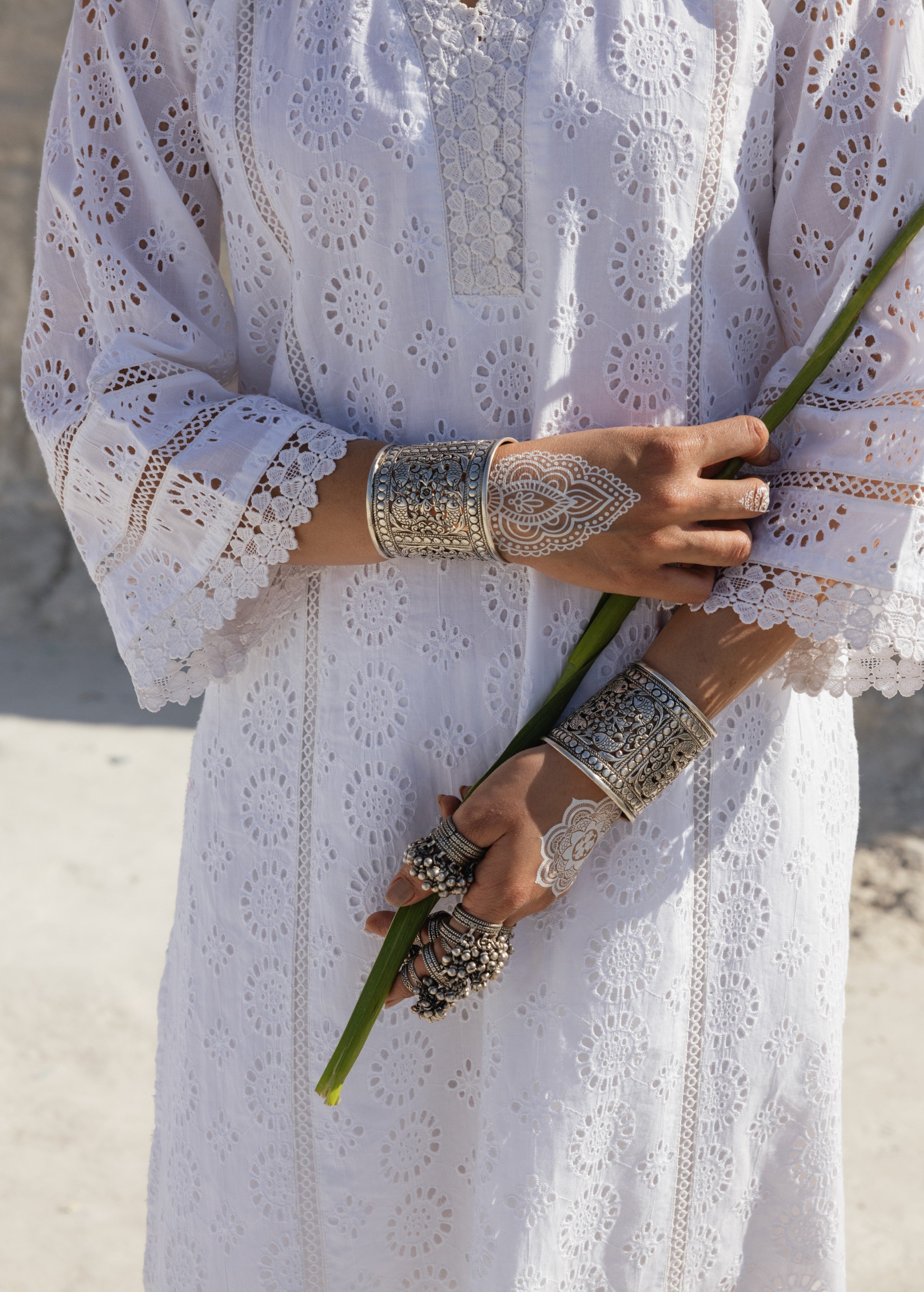 White Embroidered Organic Cotton Kurta Set