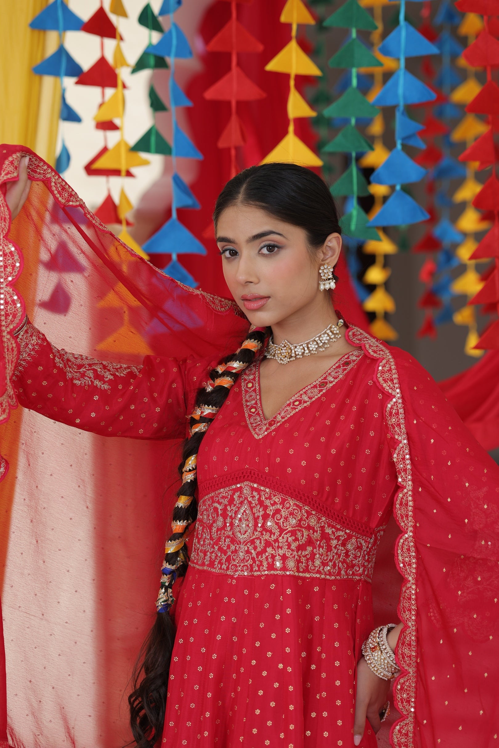 Pink Zari Sequin Embroidered Anarkali Sets