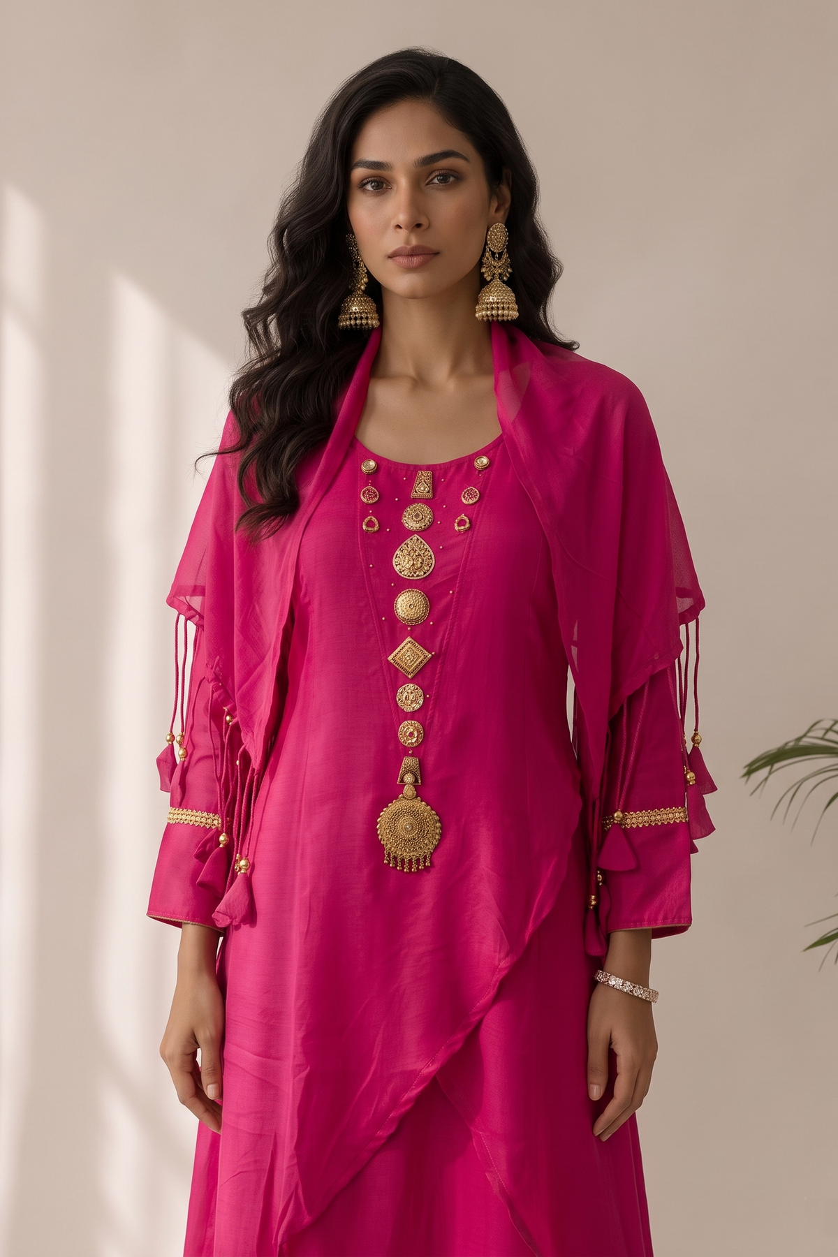 Rani Pink Embellished Mul Cotton Dress