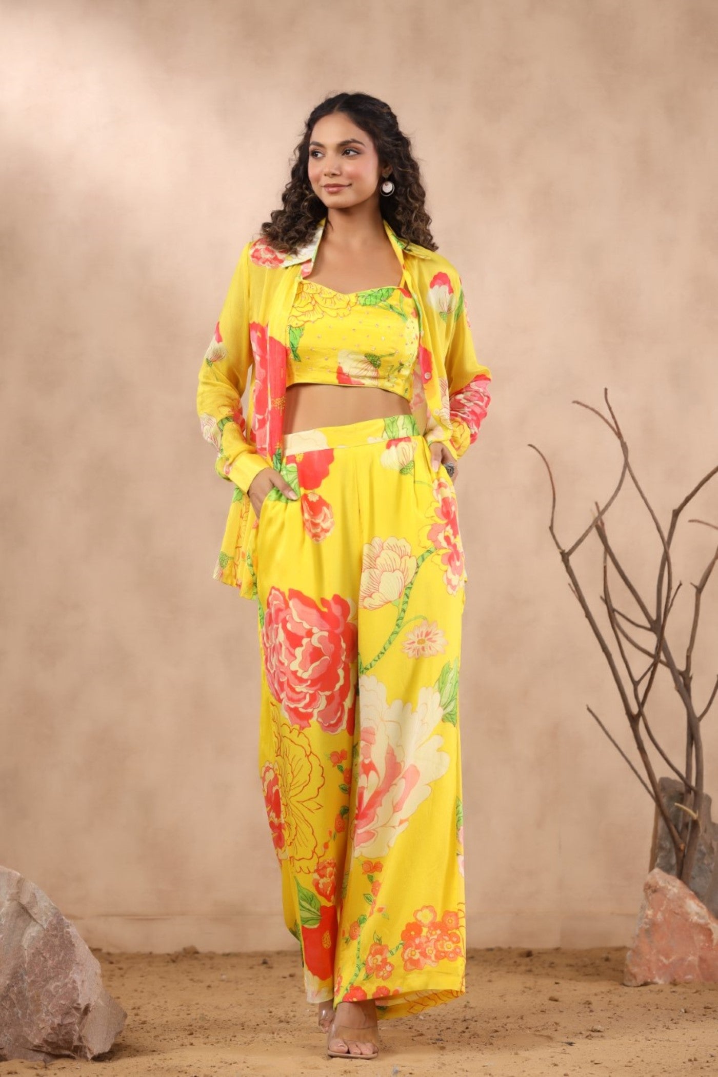 Yellow Floral Printed Co-Ord Set