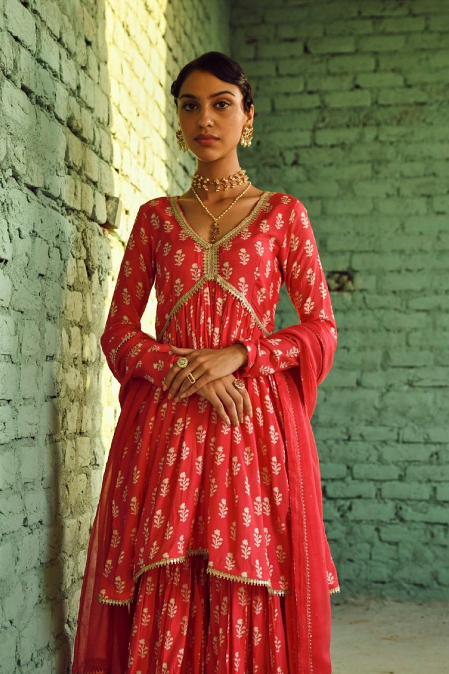 Pretty Pink Ethnic Embellished Moorish Silk Sharara Set